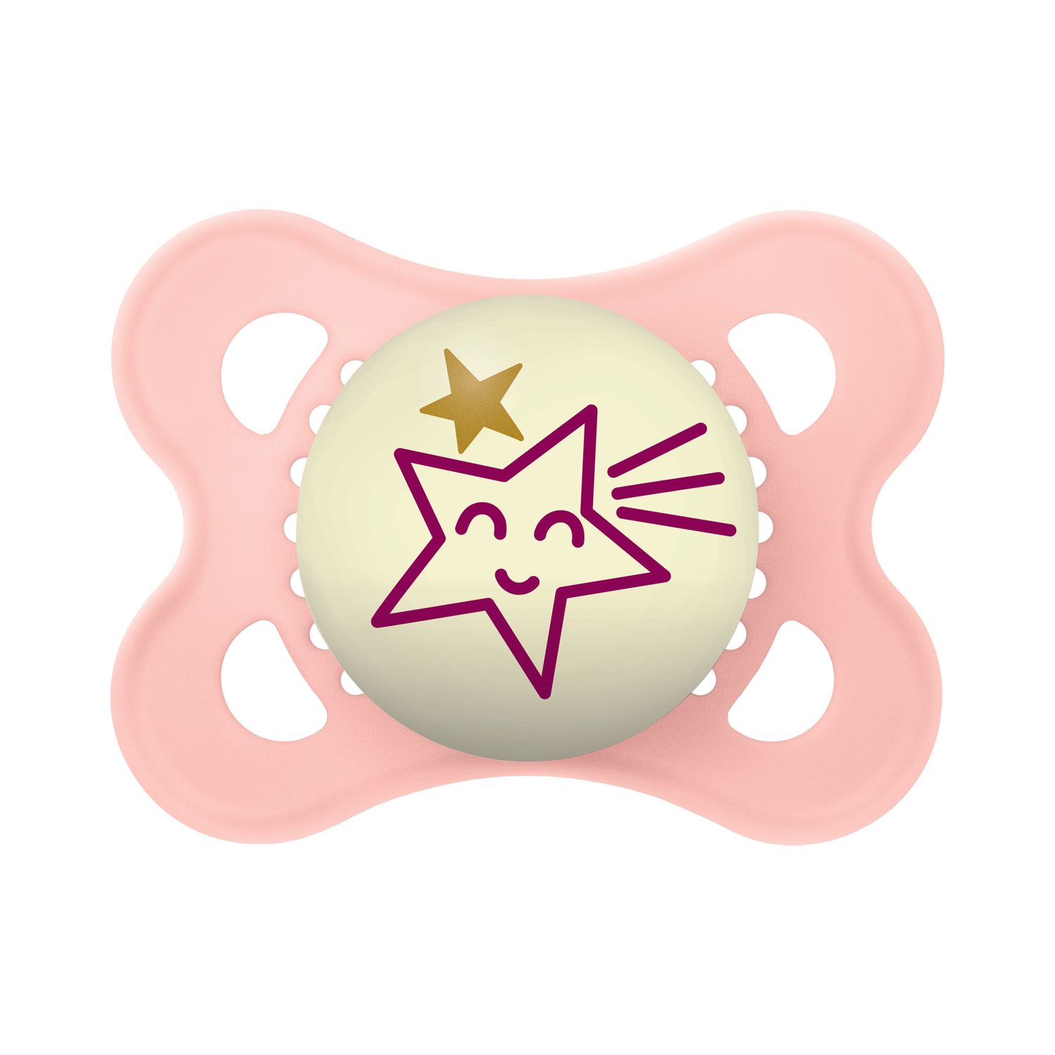 Mam original night succhietto 2-6 mesi (set da 2), ciuccio mam 2-6 mesi che si illumina al buio con tettarella in silicone, rosa/lilla - Mam