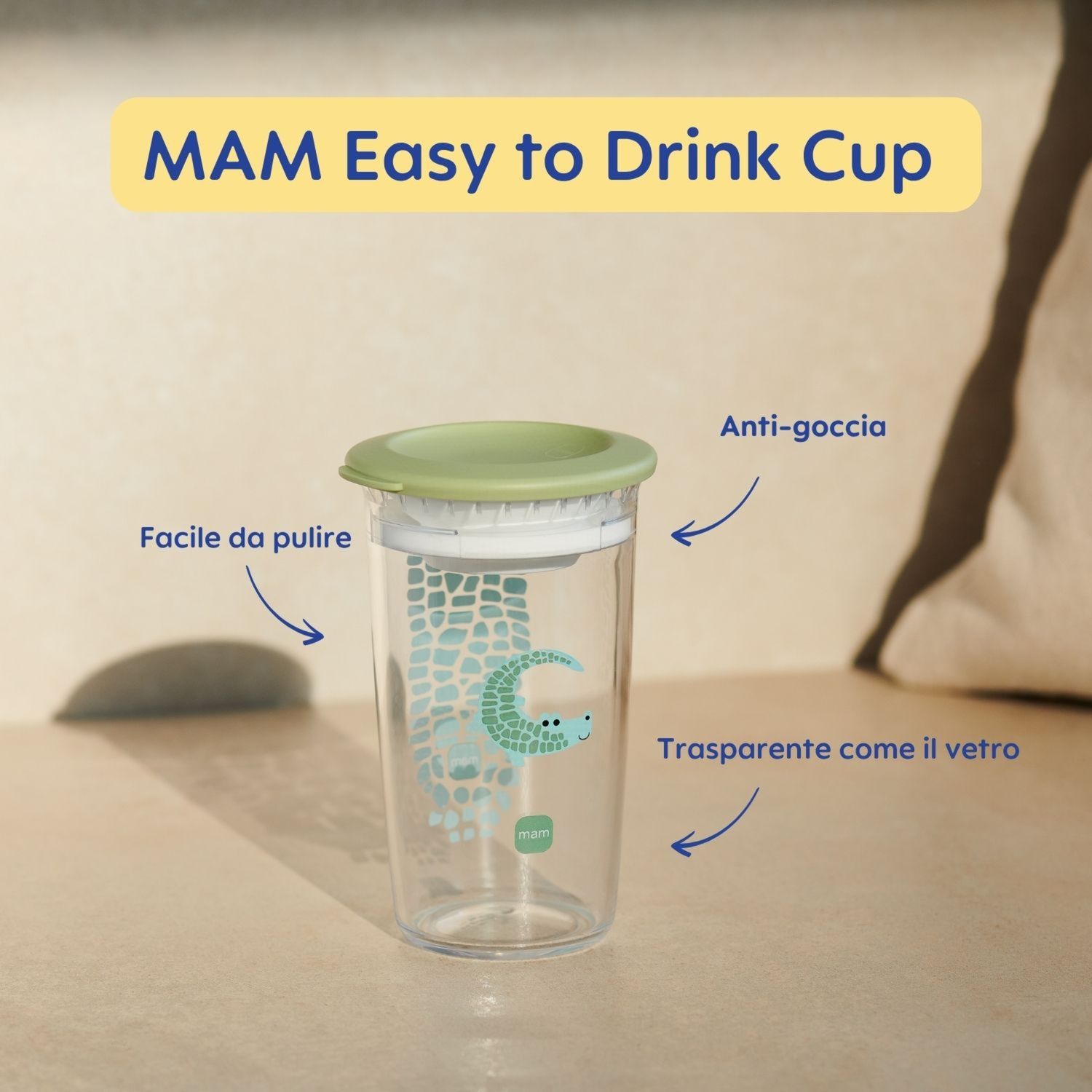 Mam easy to drink cup 360° (290 ml), tazza bambini 8m+ con valvola 360° a prova di perdita, rosa - Mam