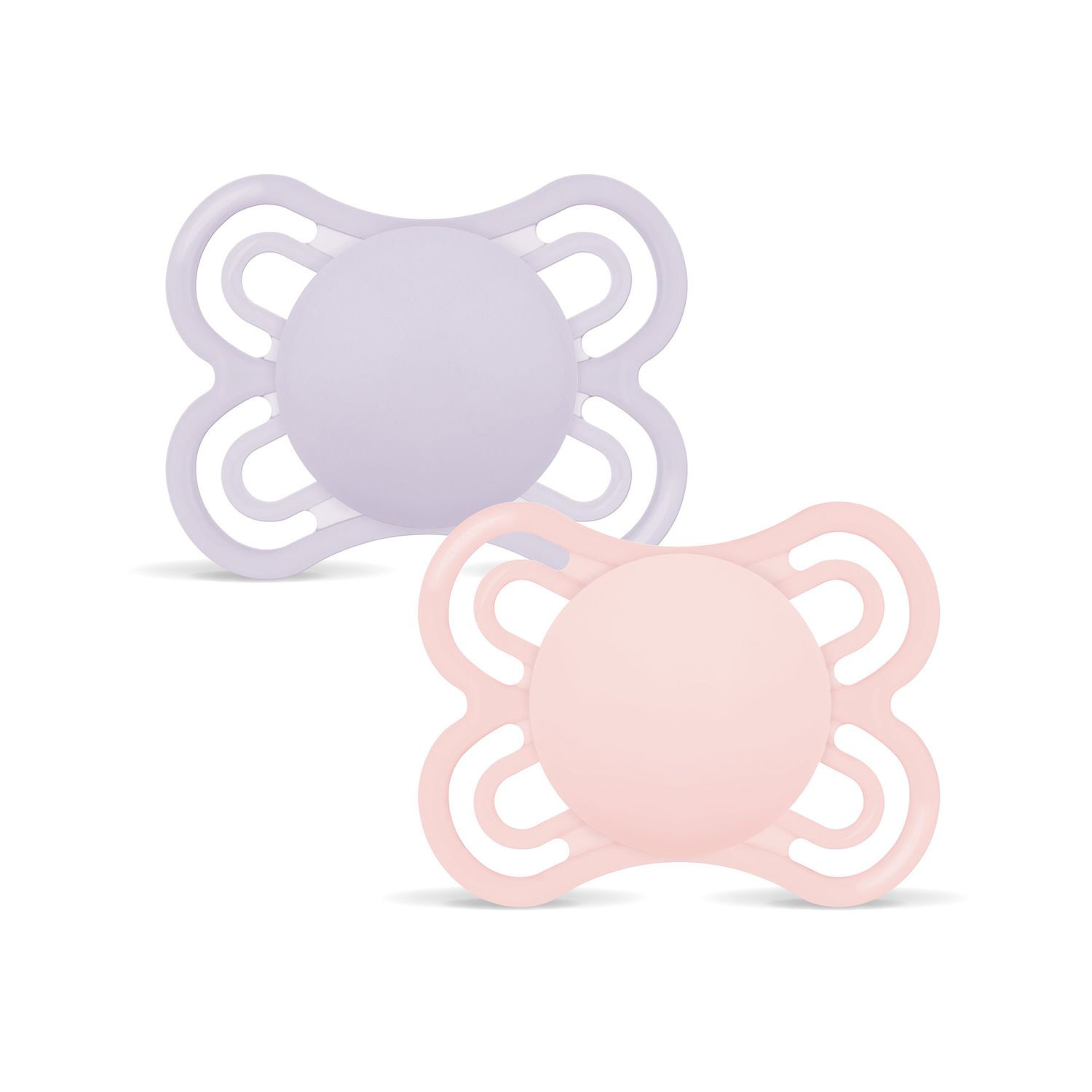 Mam perfect confezione doppia succhietto 2-6 mesi (set da 2), ciuccio mam 2-6 mesi in silicone per un sano sviluppo orale, rosa/lilla - Mam