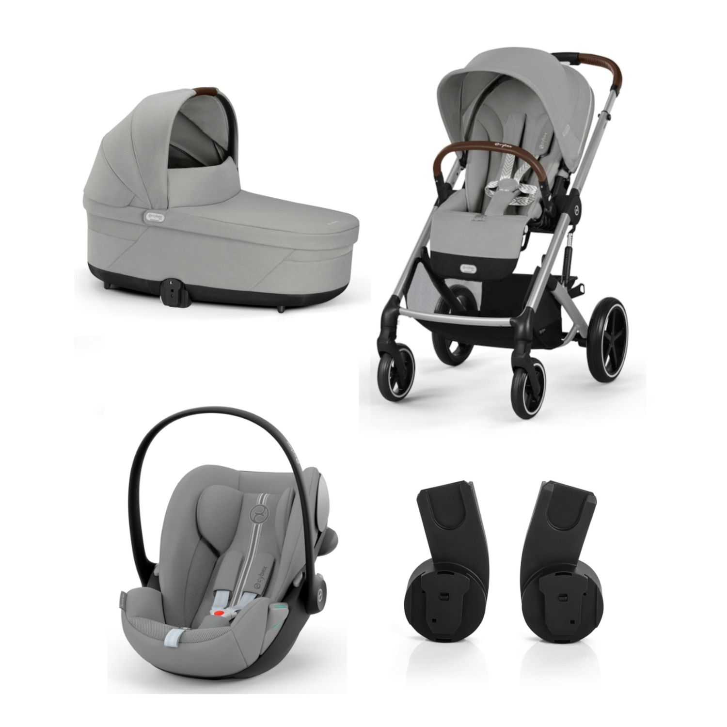 Trio balios s lux slv stone grey con navicella cots e seggiolino cloud g3 plus stone grey + adatt. - cybex - Cybex