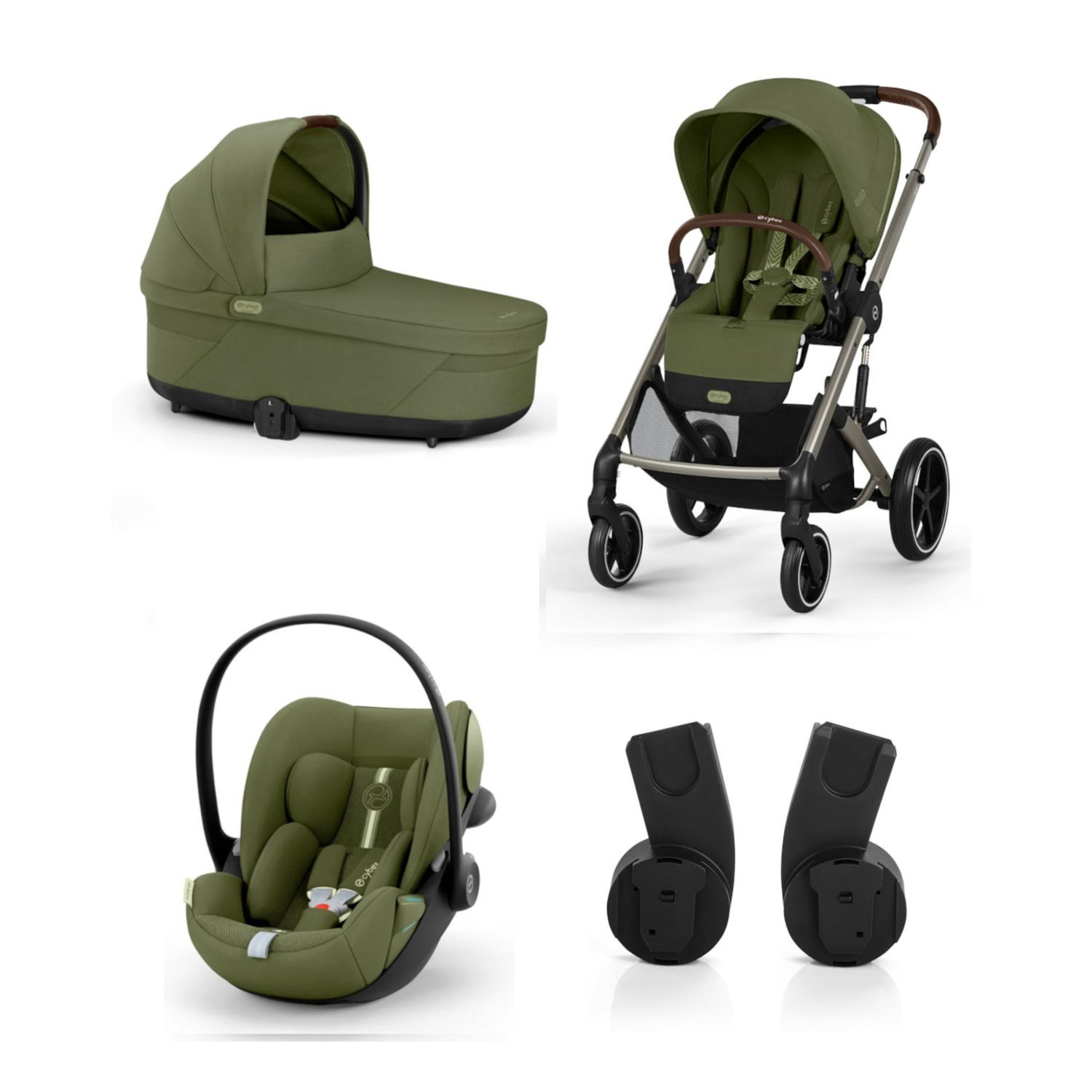 Trio balios s lux tpe moss green con navicella cots e seggiolino cloud g3 plus moss green + adatt. - cybex - Cybex