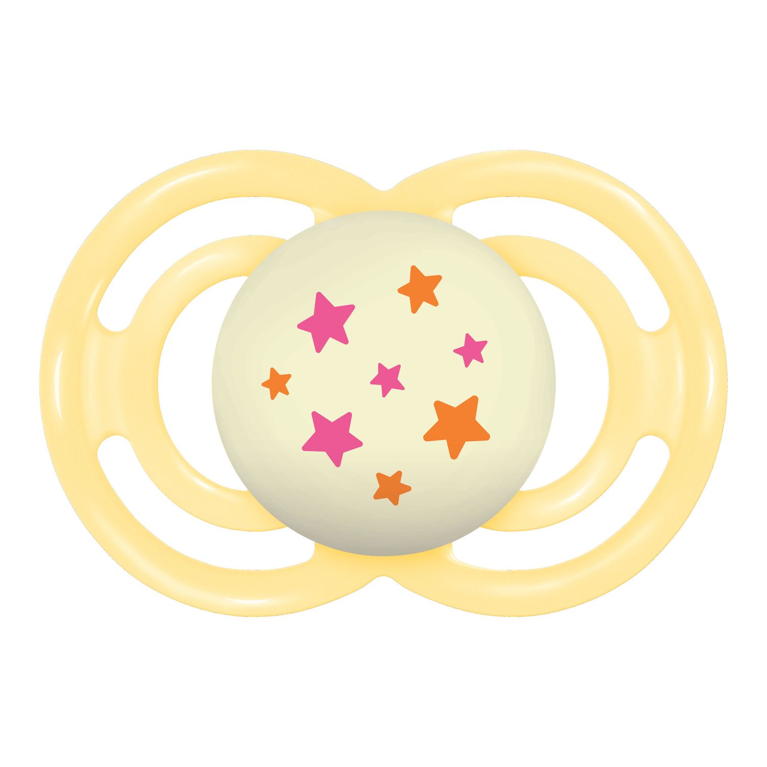 Mam perfect night confezione doppia succhietto 16+ mesi (set da 2), ciuccio mam 16 36 mesi silicone che si illumina al buio, rosa/giallo - Mam
