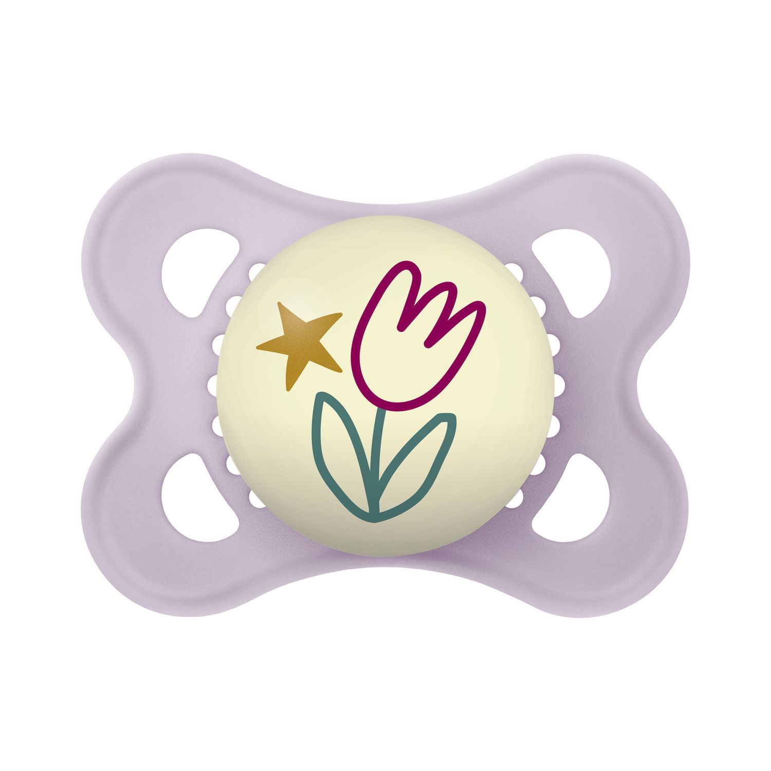 Mam original night succhietto 2-6 mesi (set da 2), ciuccio mam 2-6 mesi che si illumina al buio con tettarella in silicone, rosa/lilla - Mam