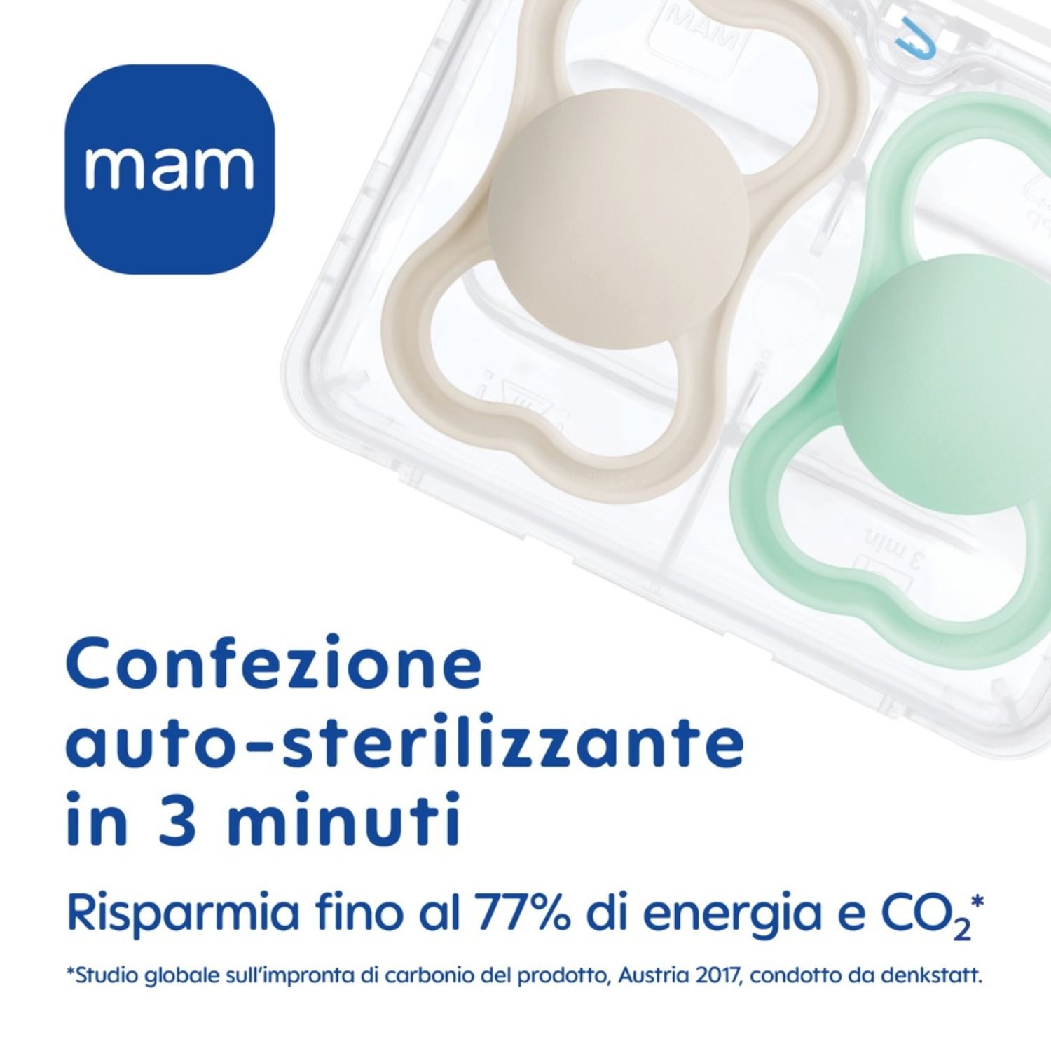 Mam air night succhietto 16+ mesi (set da 2), ciuccio mam 16-36 mesi che si illumina al buio, neutro/verde - Mam