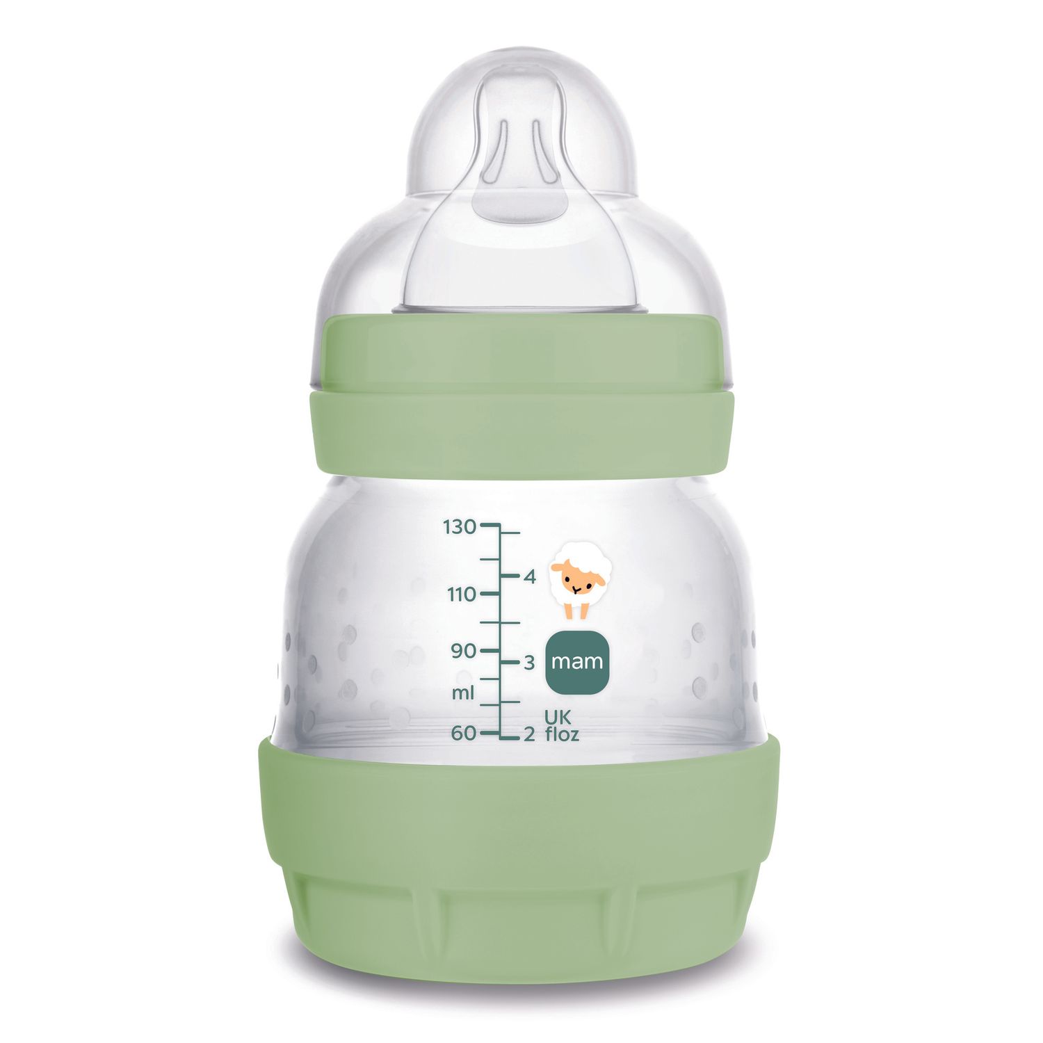 Mam biberon easy start 130 ml, biberon anticolica per allattamento misto che riduce le bolle d'aria e il rischio di coliche, verde - Mam