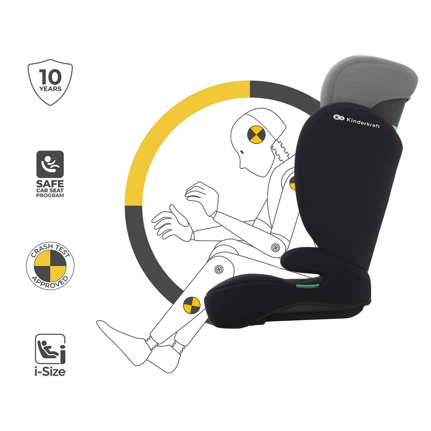 Seggiolino auto i-spark 2 grey i-size 100-150cm - grey - kinderkraft - KinderKraft