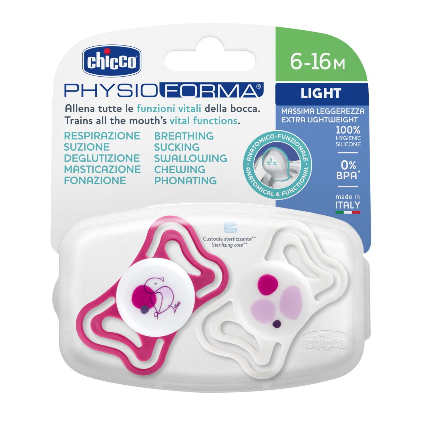 Succhietto physioforma light rosa 6-16m - chicco - Chicco