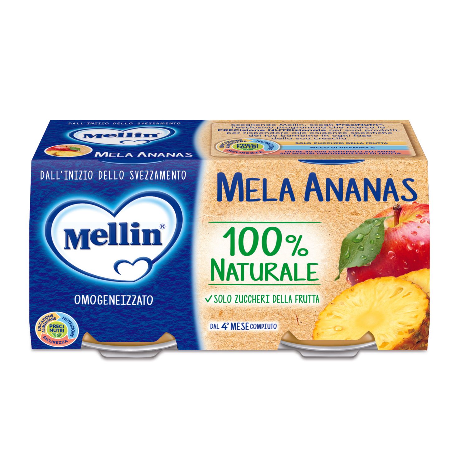 Omogeneizzato mela ananas 2x100 gr - mellin - Mellin