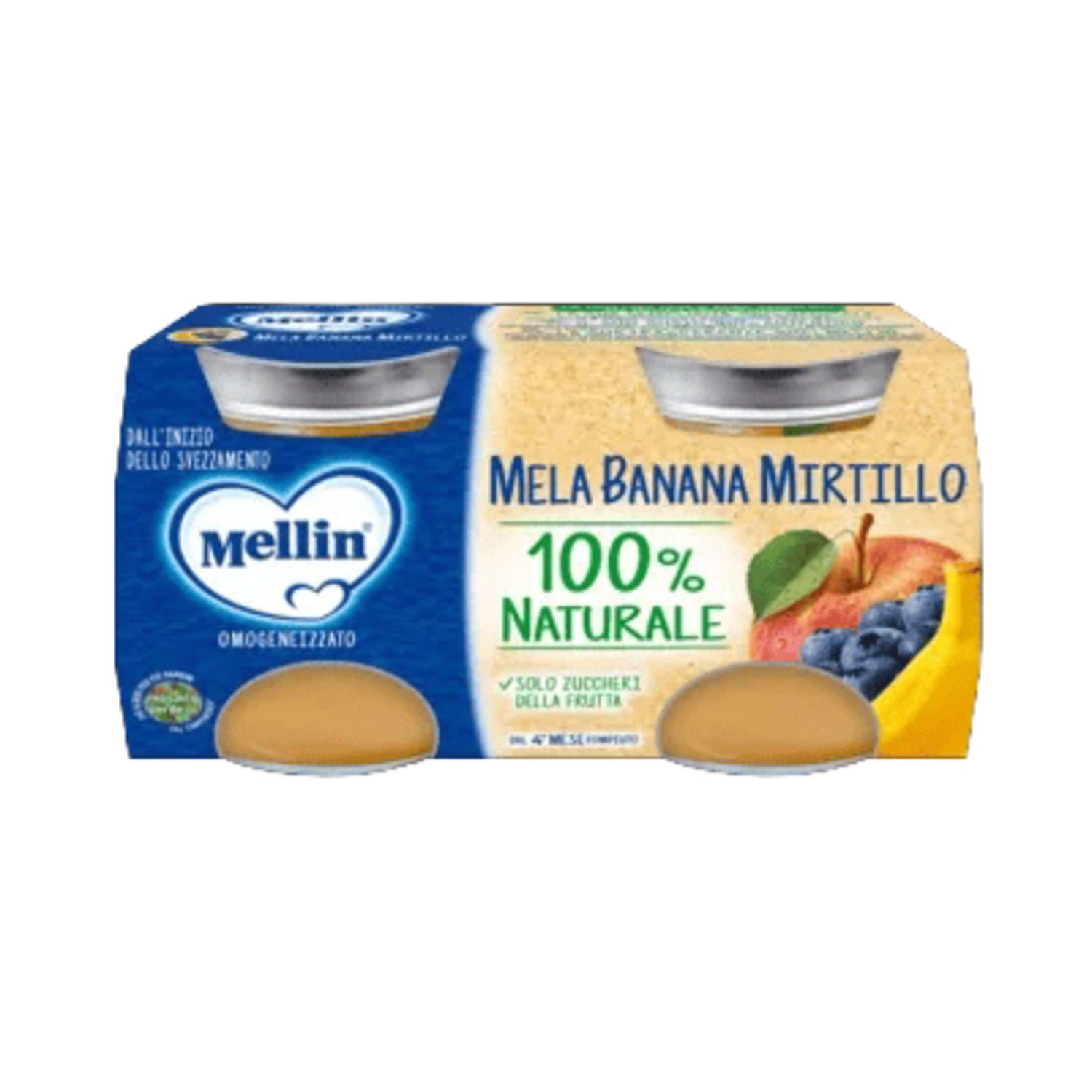 Omogeneizzato mela banana mirtilli 2x100 g - mellin - Mellin