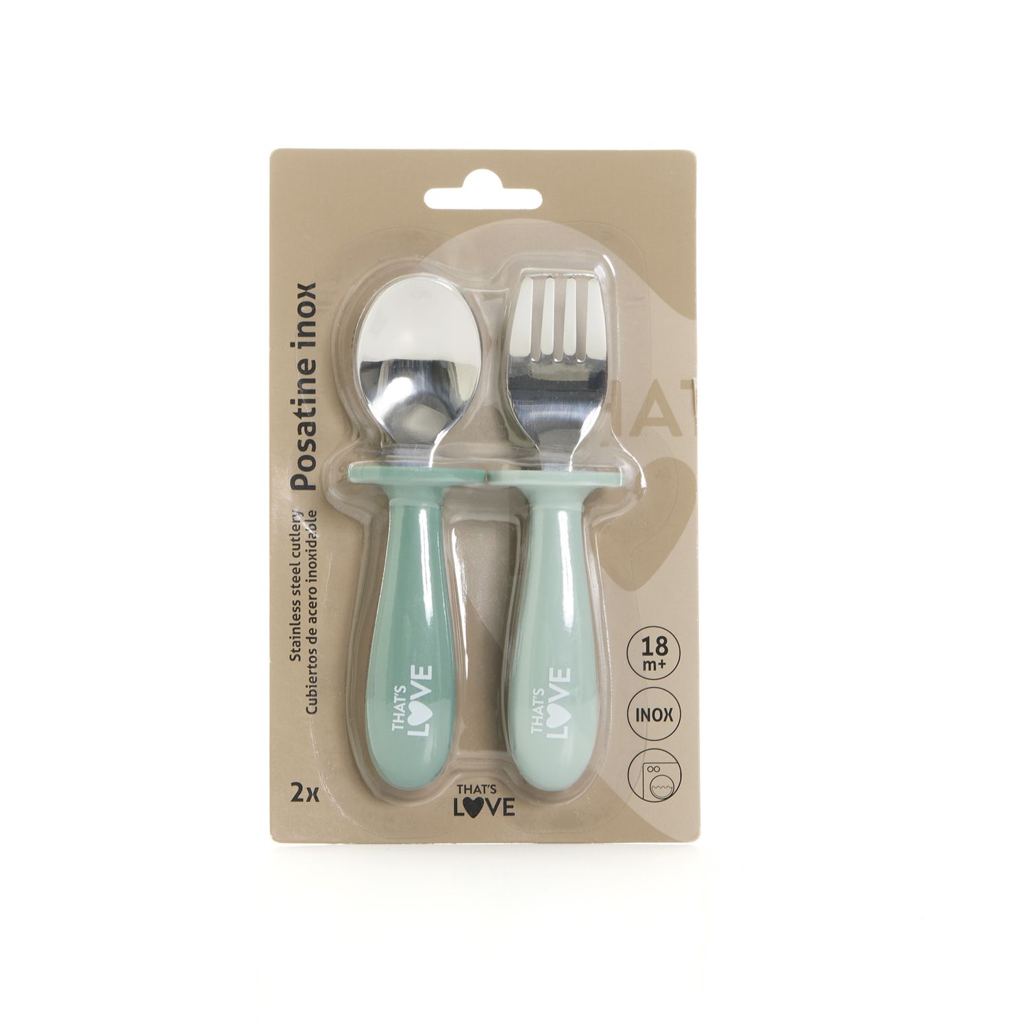 Cucchiaio e forchetta inox 18 m+ green - that's love - That's Love