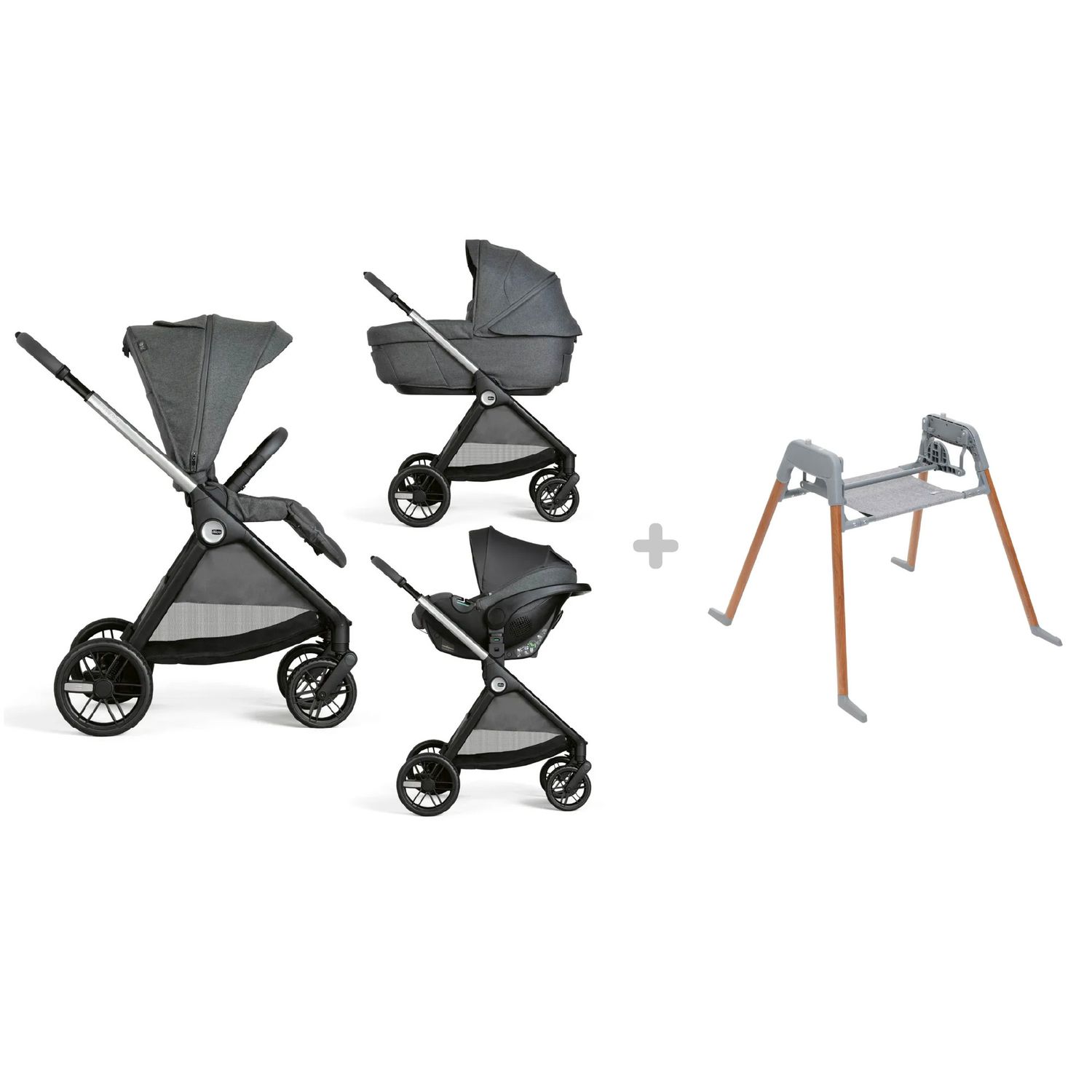 Chicco - trio bellagio 2 gc kory plus  black satin + lullaglide stand - 