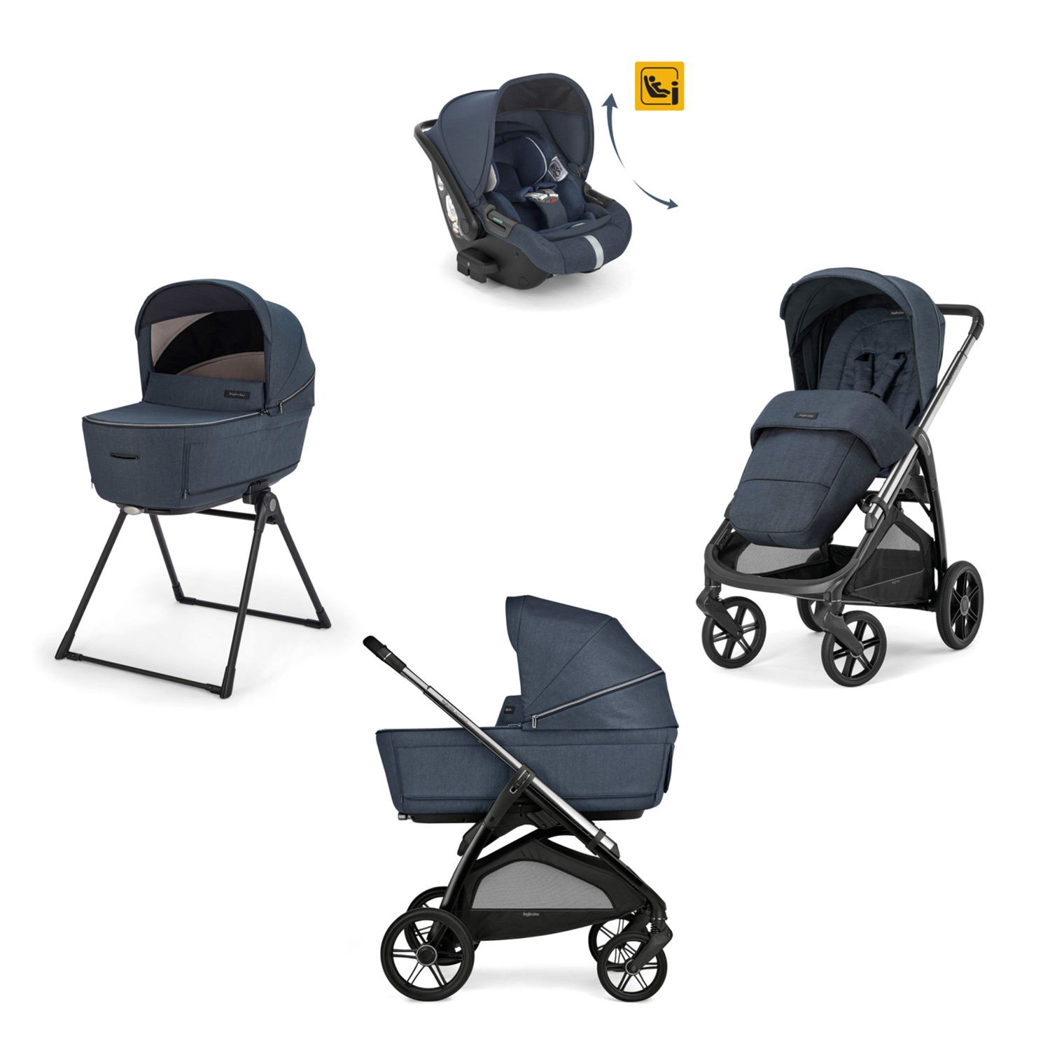 Sistema modulare aptica system quattro - resort blue con telaio litio e seggiolino auto darwin infant recline - inglesina - Inglesina