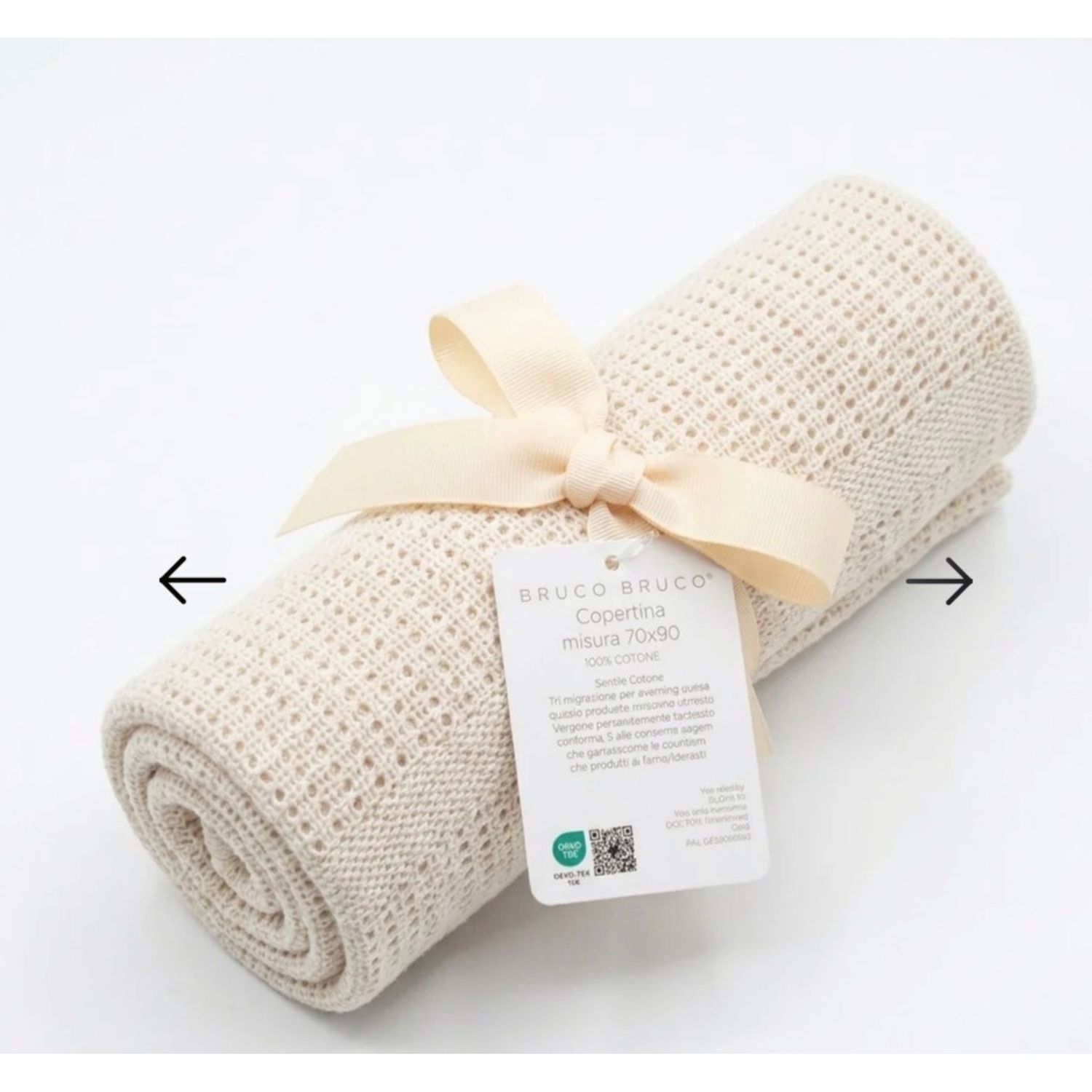 Copertina culla in cotone traforato panna – bruco bruco - Ellepi