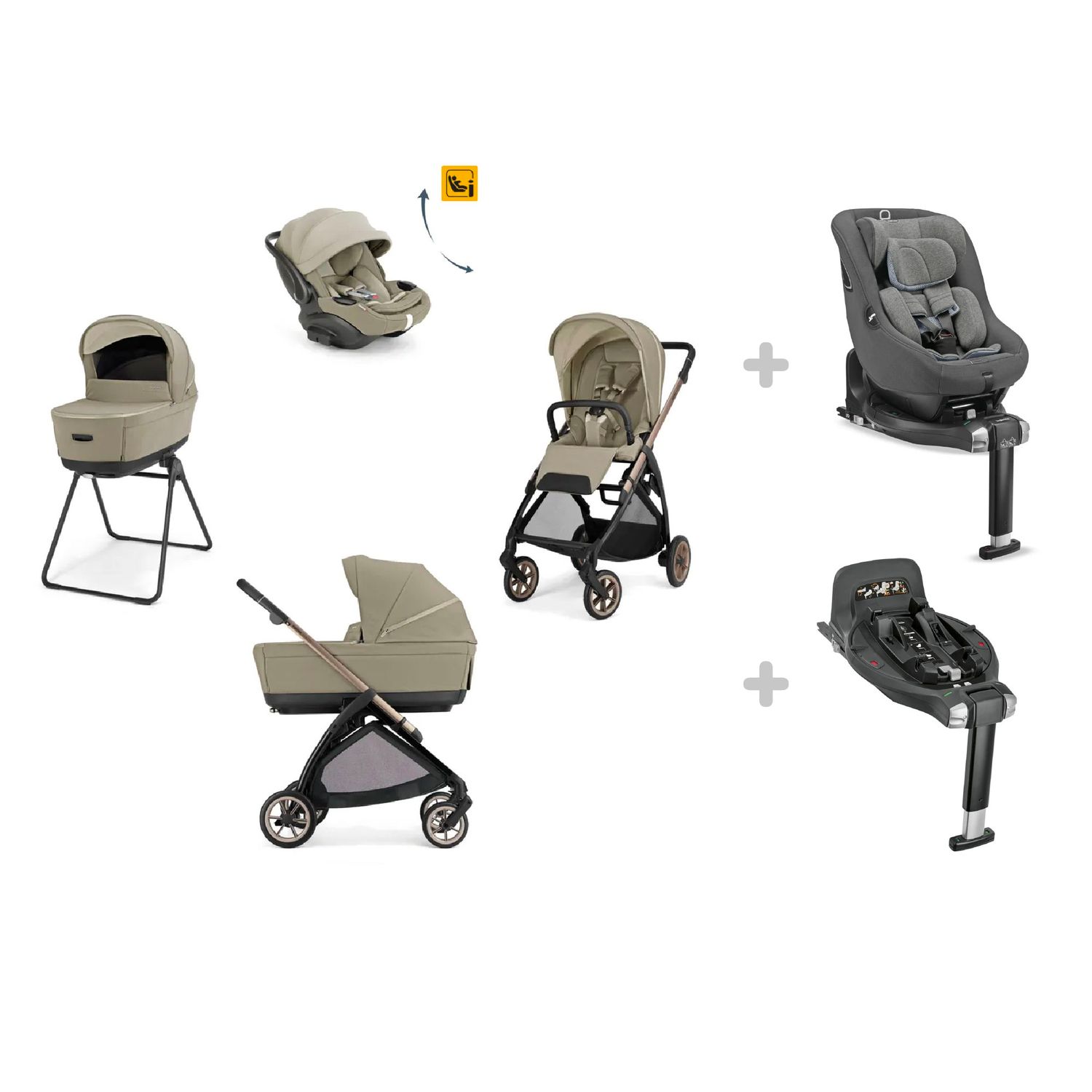 Ing-trio elecat darwin rec evo hangar beige telaio bronze + ing-segg.auto darwin next stage stone grey 40-105 + ing- base auto darwin 360° i-size - 