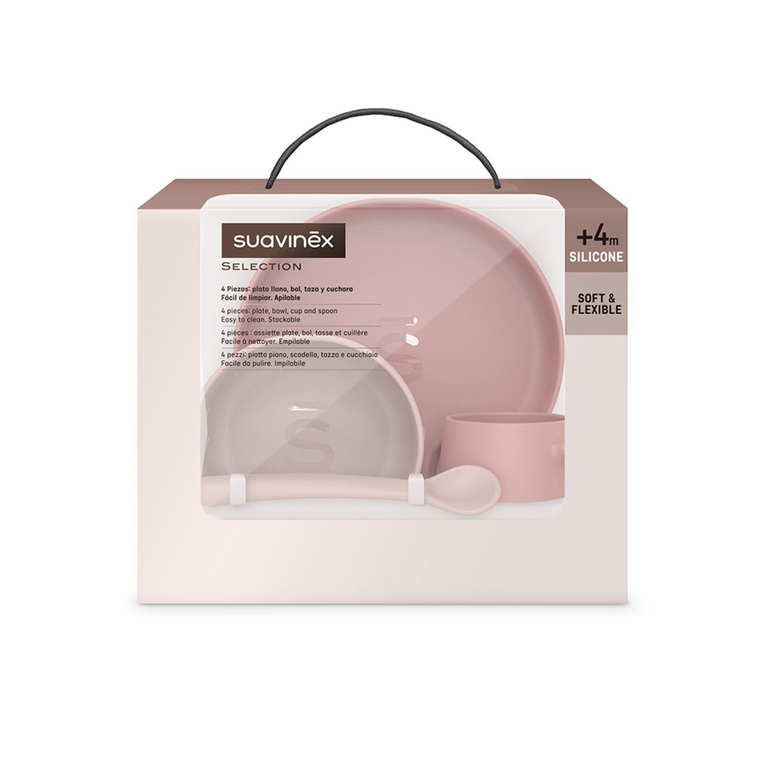 Set svezzamento silicone +6m rosa - suavinex - Suavinex