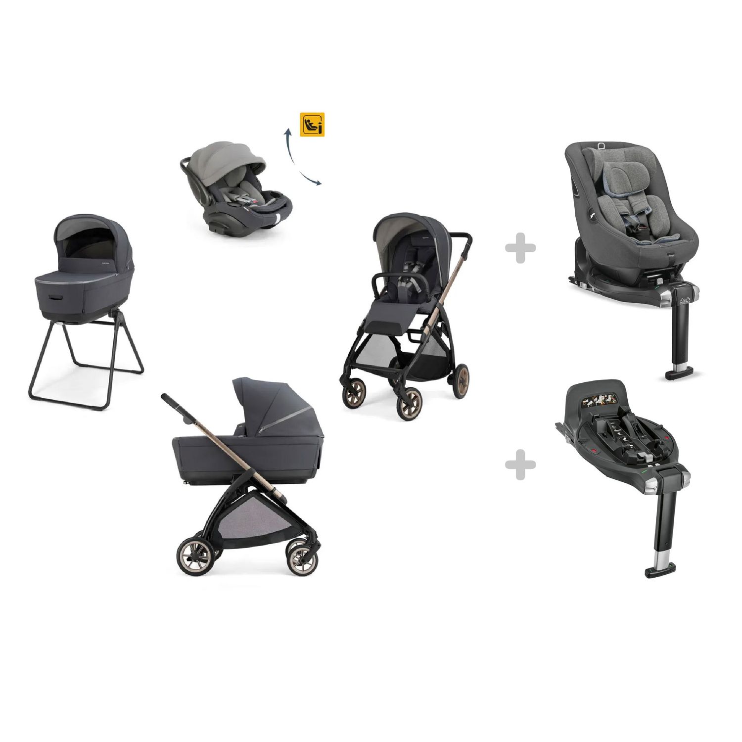 Ing-trio elecat darwin rec evo garage grey telaio bronze + ing-segg.auto darwin next stage stone grey 40-105 + ing- base auto darwin 360° i-size - 