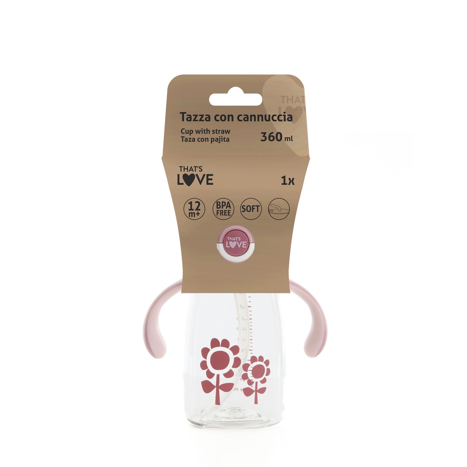 Tazza con cannuccia 12m+ flower 360 ml - that's love - That's Love