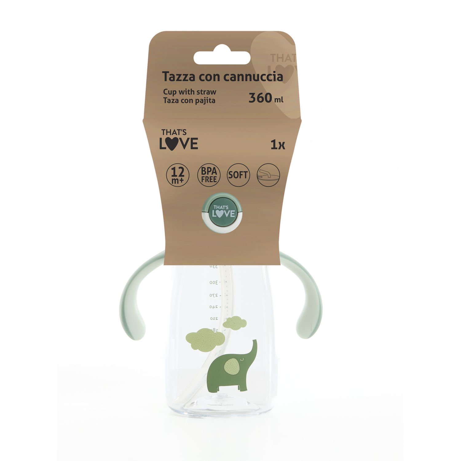 Tazza con cannuccia 12m+ elephant 360 ml - that's love - That's Love