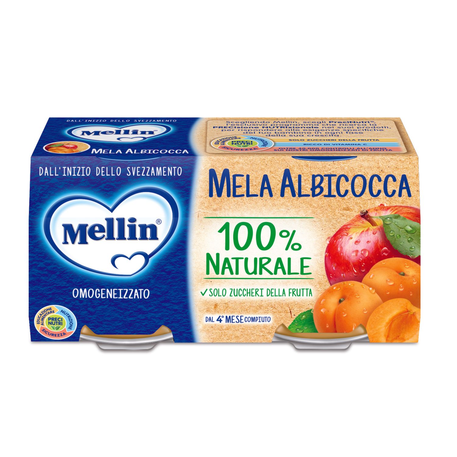 Omogeneizzato di mela albicocca 2x100 gr - mellin - Mellin