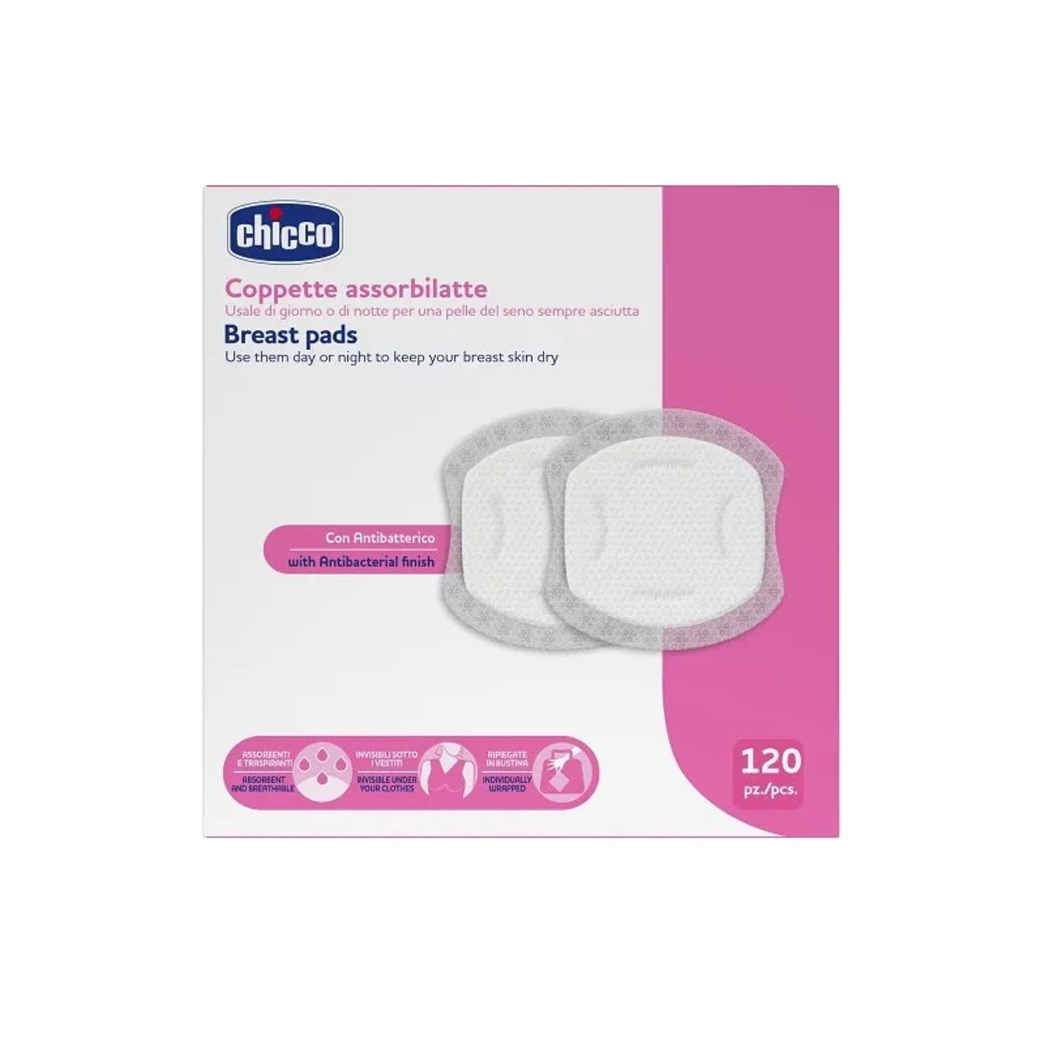 Coppette assorbilatte per protezione allattamento 120 pezzi - chicco - Chicco