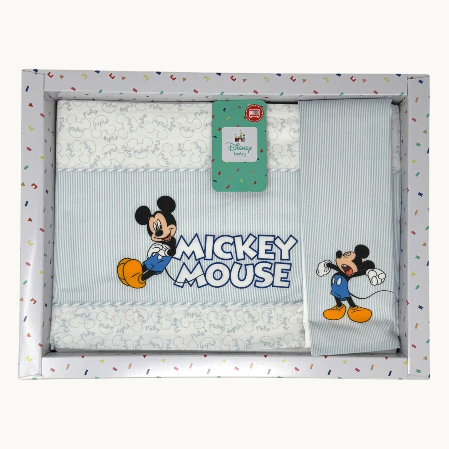 Ellepi - baby disney completo lenzuola 3 pezzi lettino stampa mickey mouse 120x180 - Disney