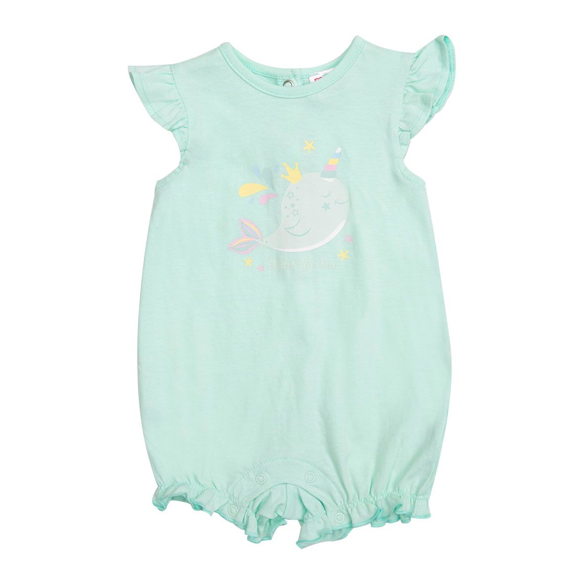 Pagliaccetto neonata con volant "under the sea" verde acqua - Mawi