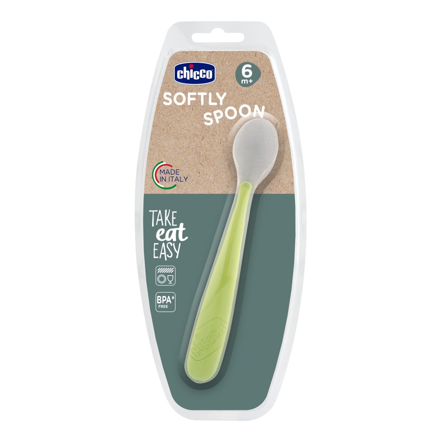 Cucchiaio morbido silicone 6m+ verde - chicco - Chicco