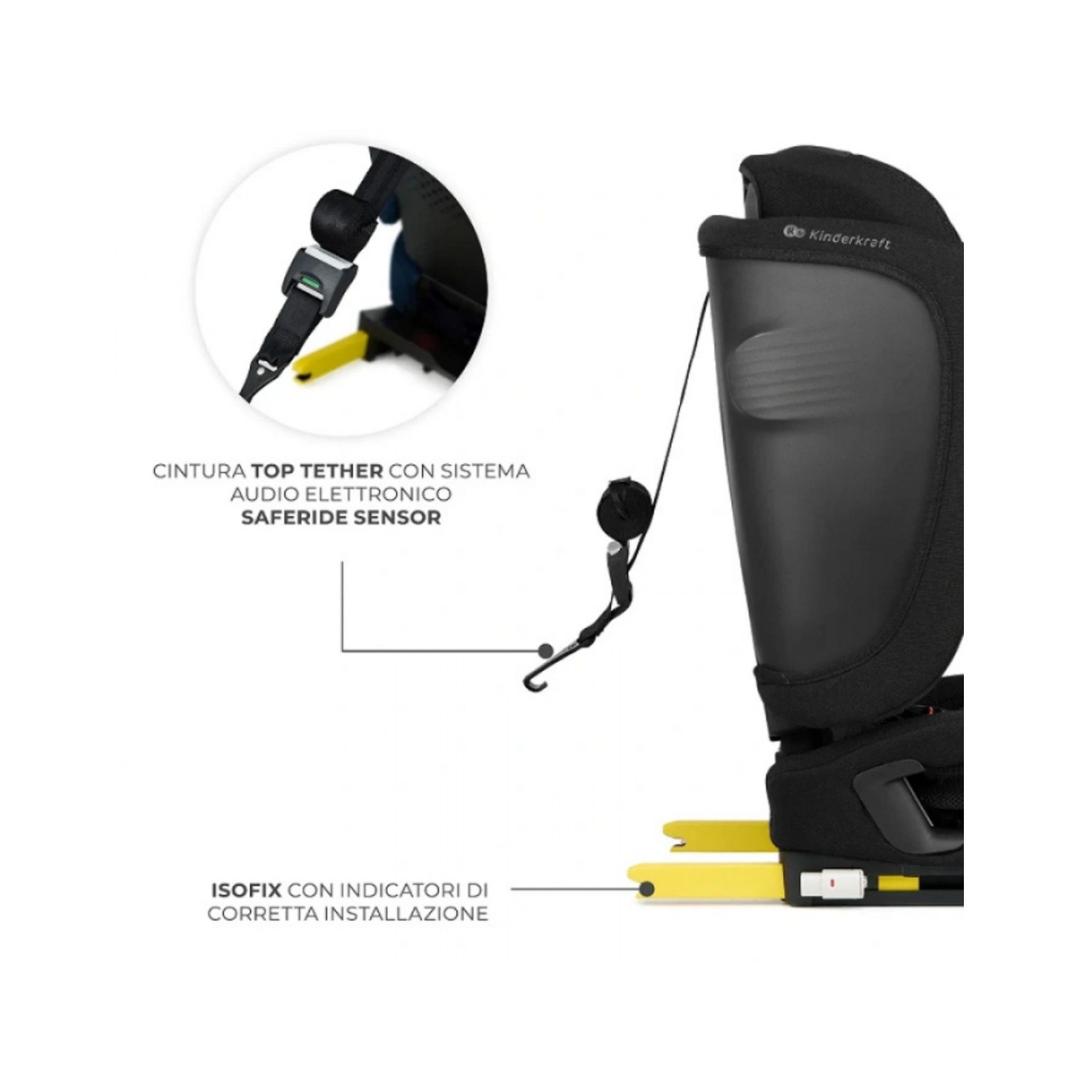 Seggiolino auto 76-150cm fix2go nero - kinderkraft - KinderKraft