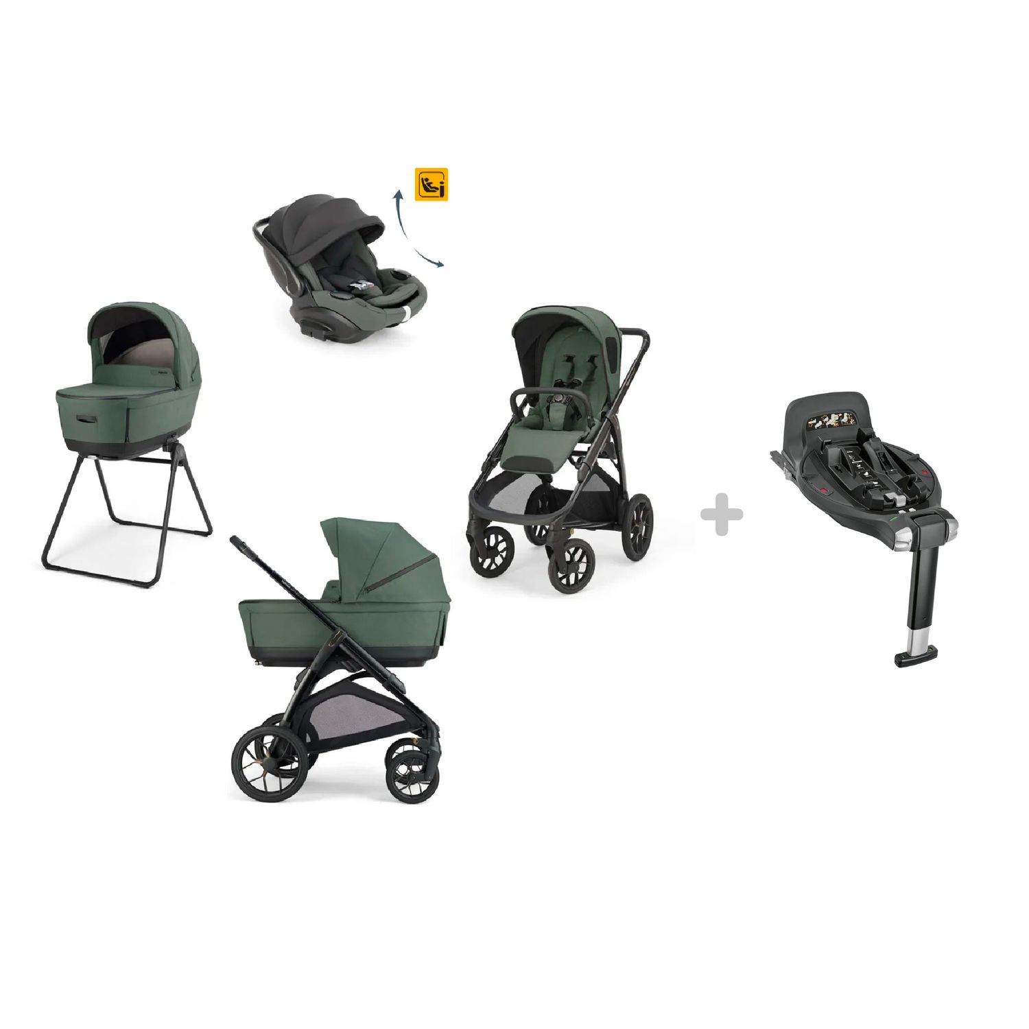 Ing-trio aptica xt darwin rec evo taiga green telaio black + ing- base auto darwin 360° i-size - 