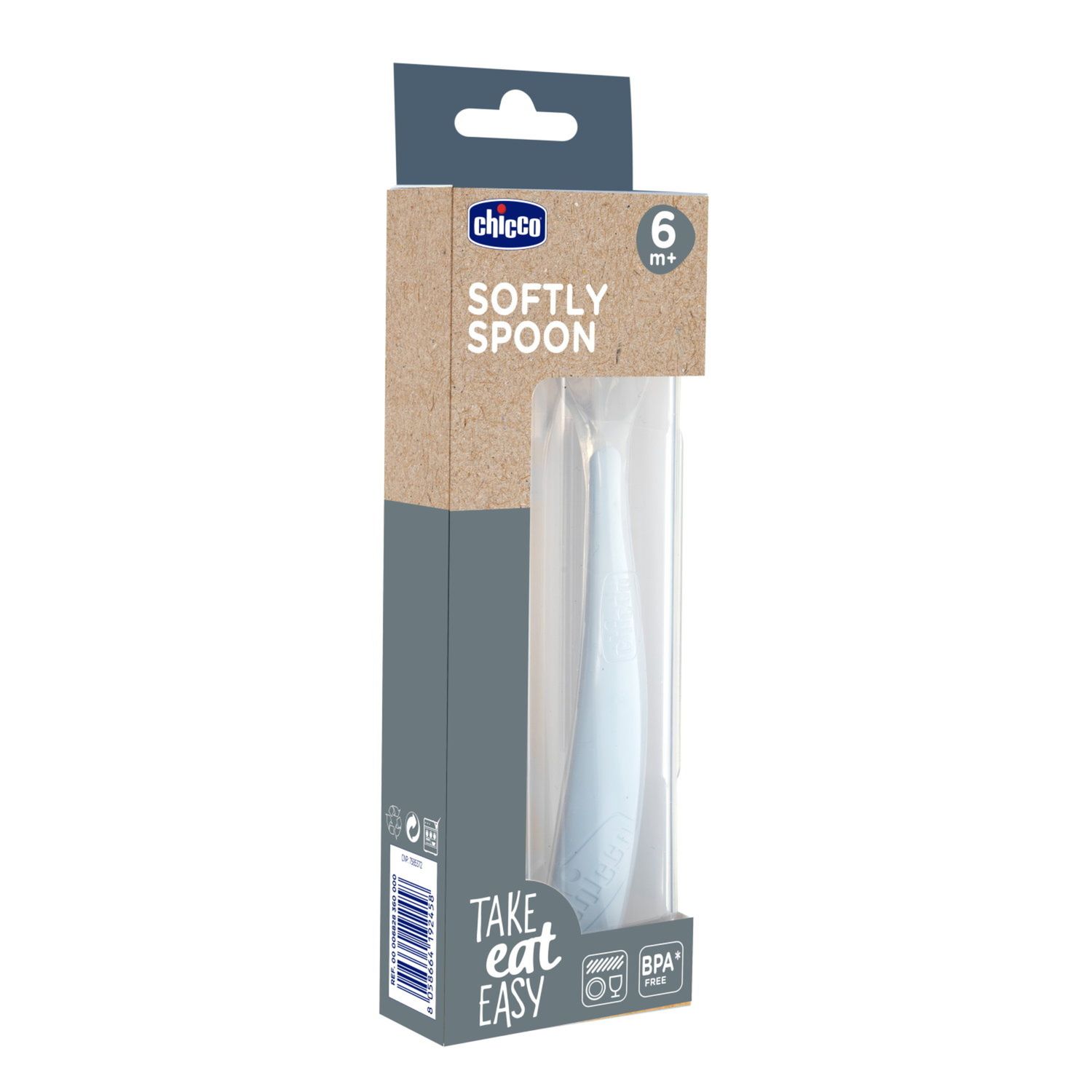 Cucchiaino morbido silicone 6m+ grigio con case - chicco - Chicco