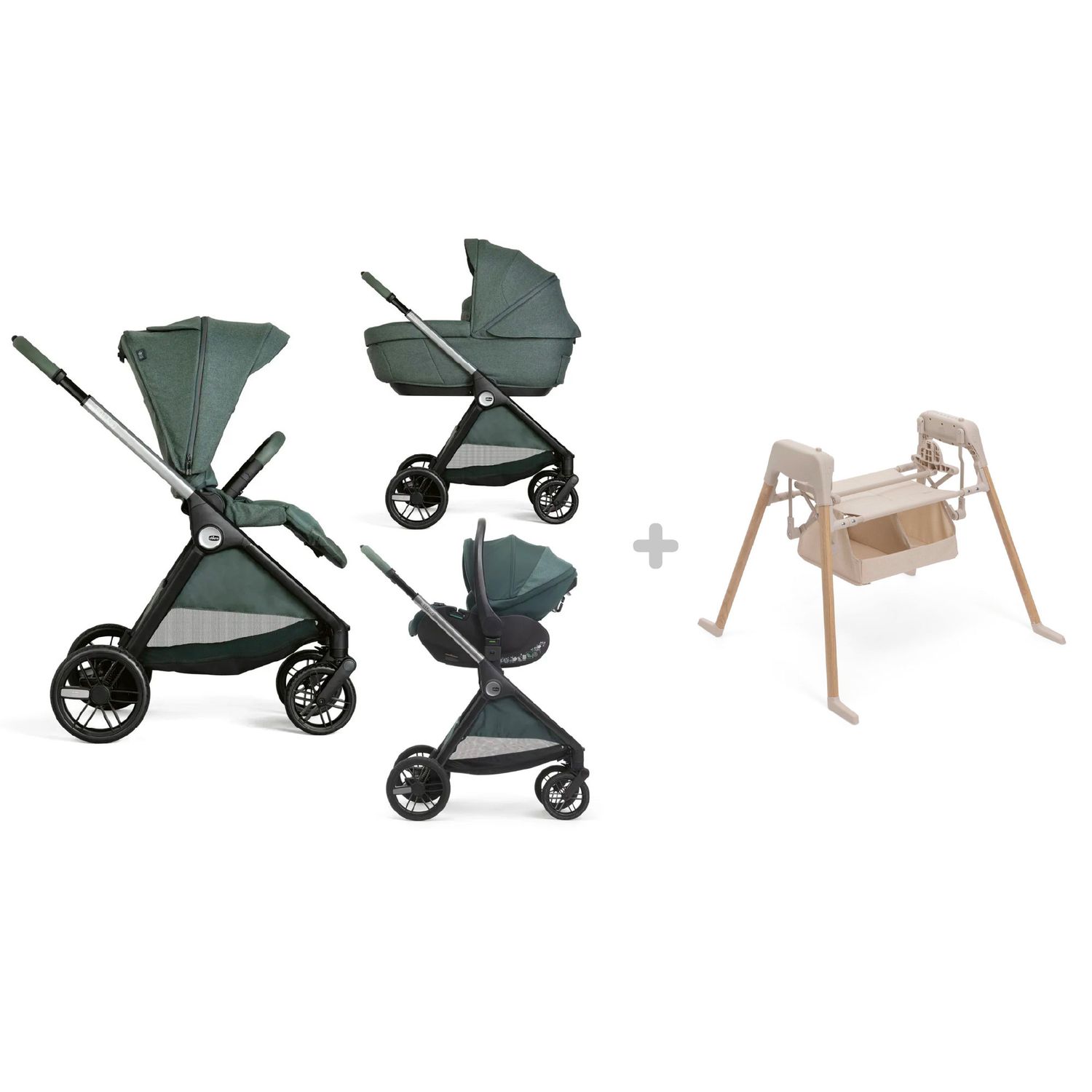 Chicco - trio bellagio 2 gc first seat  rec fir tree + e-lullaglide stand  natural - 