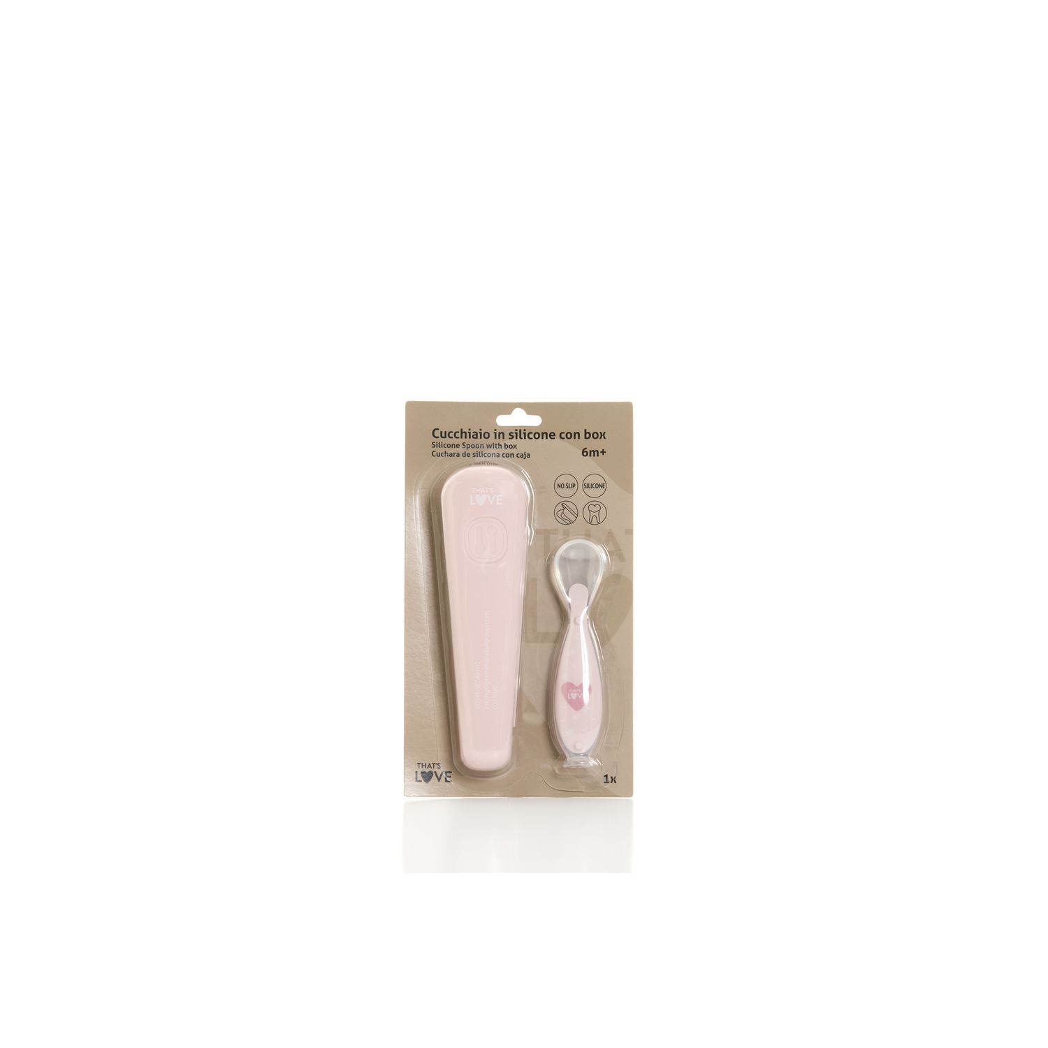 Cucchiaio 6m + silicone pink con ventosa e custodia - that's love - That's Love