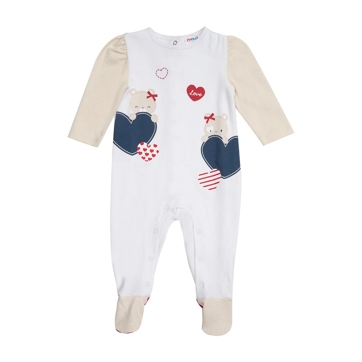 Tutina neonata con dettagli cuore e orsetti - Mawi