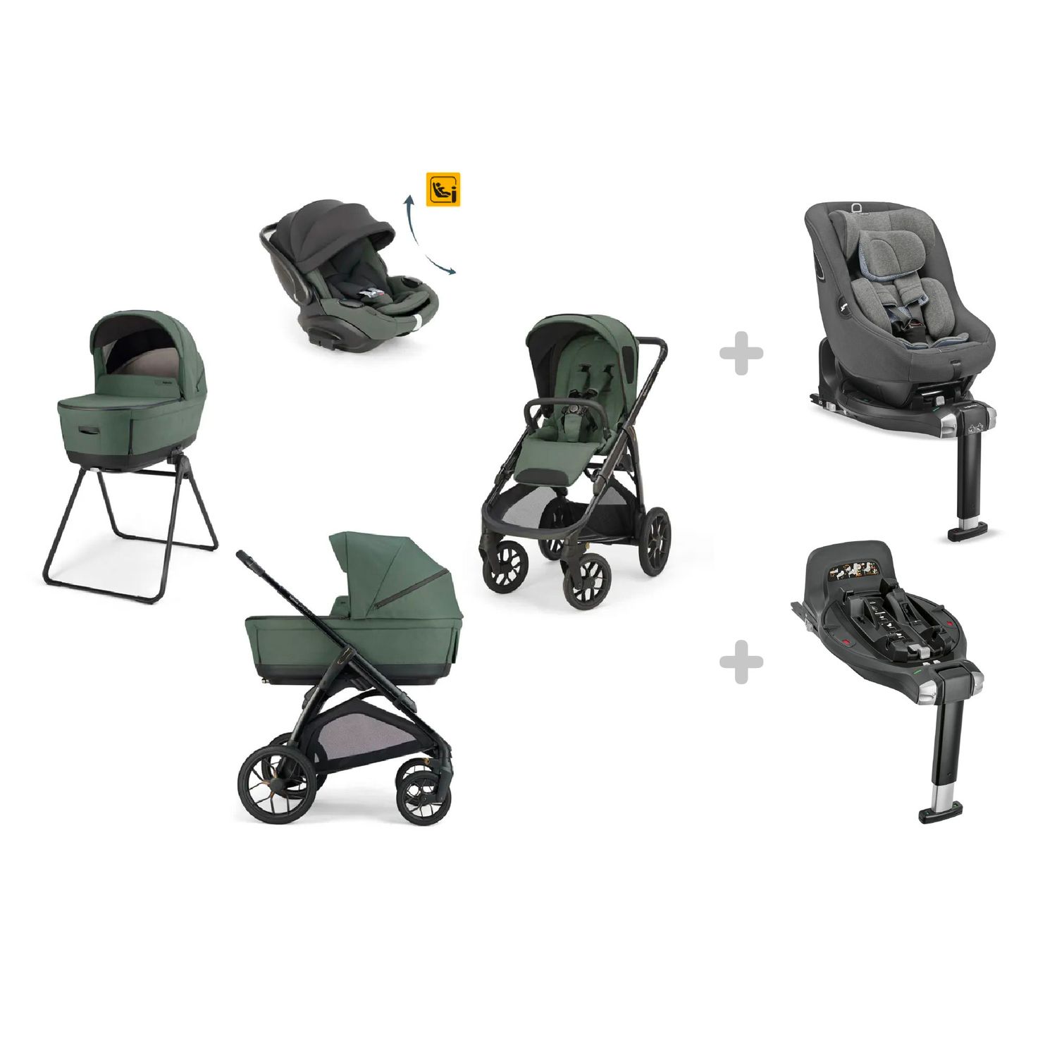 Ing-trio aptica xt darwin rec evo taiga green telaio black + ing-segg.auto darwin next stage stone grey 40-105 + ing- base auto darwin 360° i-size - 