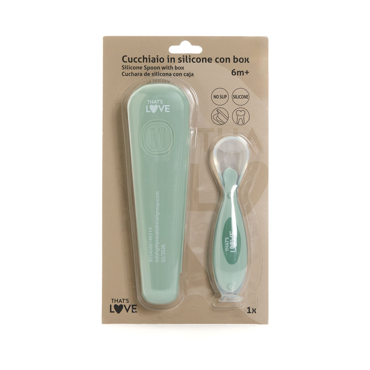 Cucchiaio 6m + silicone green con ventosa e custodia - that's love - That's Love