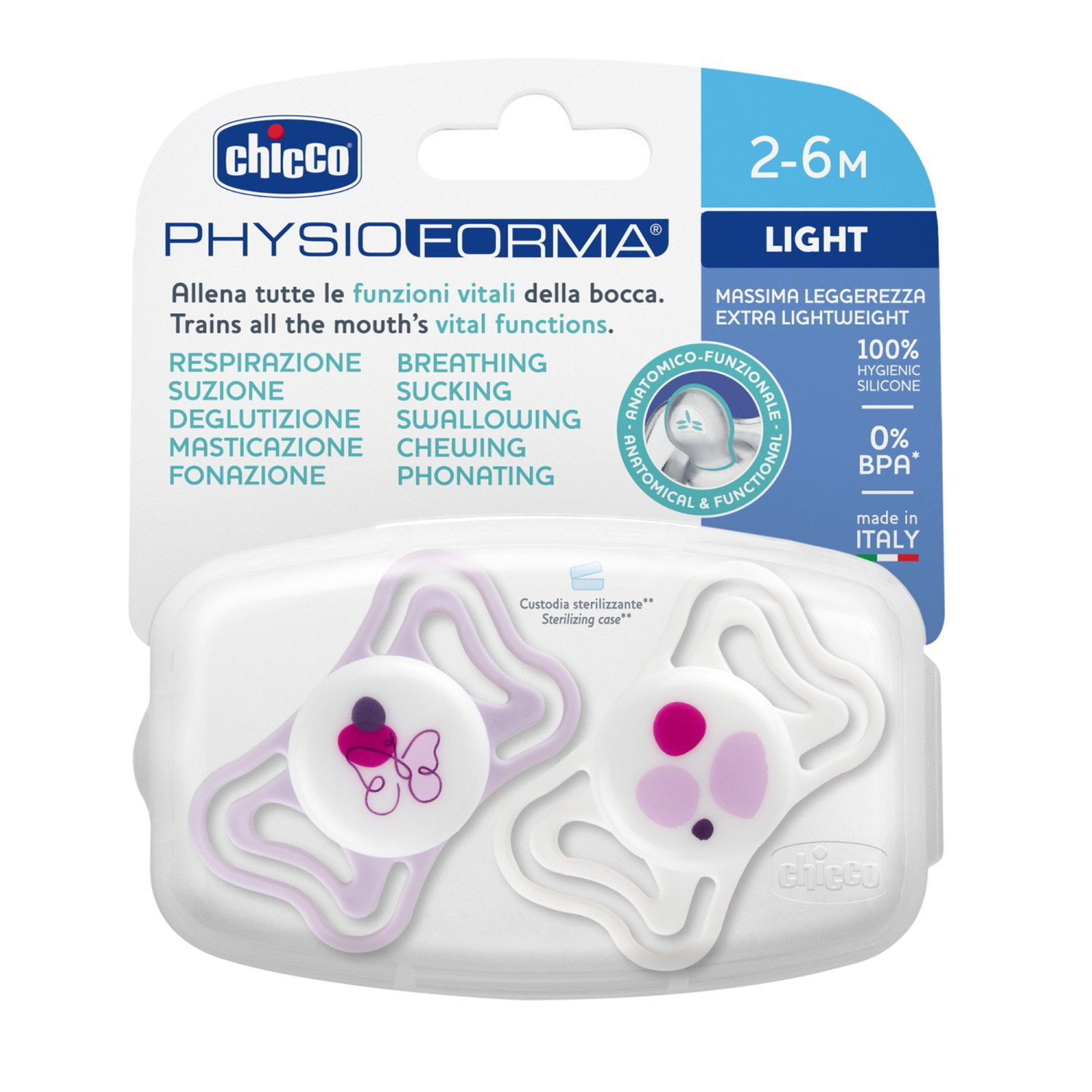Succhietto physioforma light rosa 2-6m - chicco - Chicco