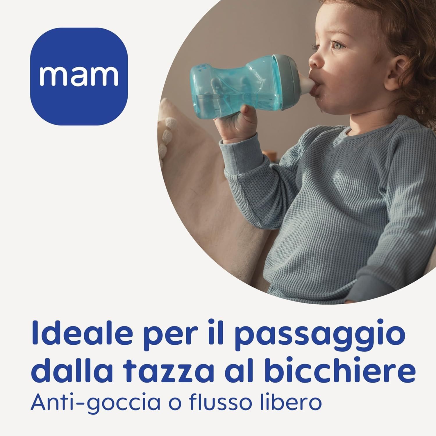 Mam fun to drink cup night tazza bambini 270 ml, manici che si illuminano al buio, beccuccio extra-morbido anti-goccia e valvola flusso libero, rosa - Mam