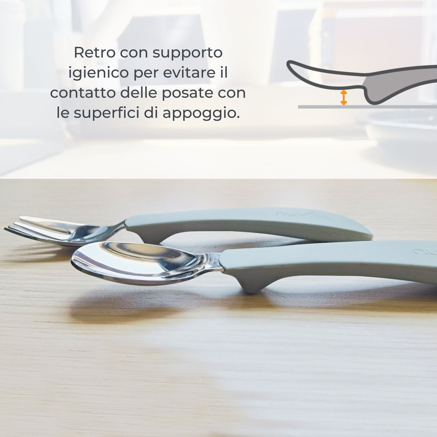 Set posate in acciaio con impugnatura in silicone - 8472 / english rose - nuvita - Nuvita