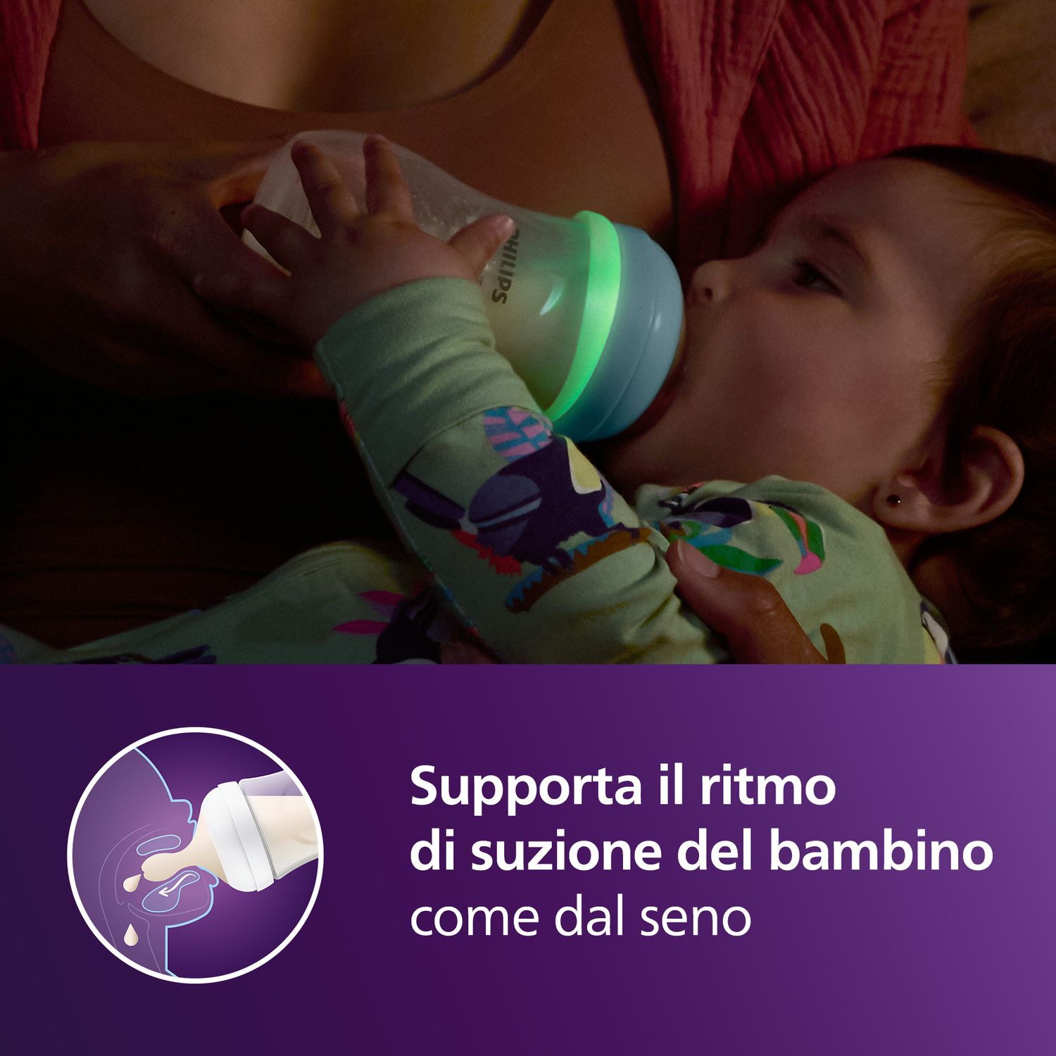 Biberon natural response notte set regalo bambino 1 biberon  da 260ml ciuccio ultra soft - philips avent - Avent