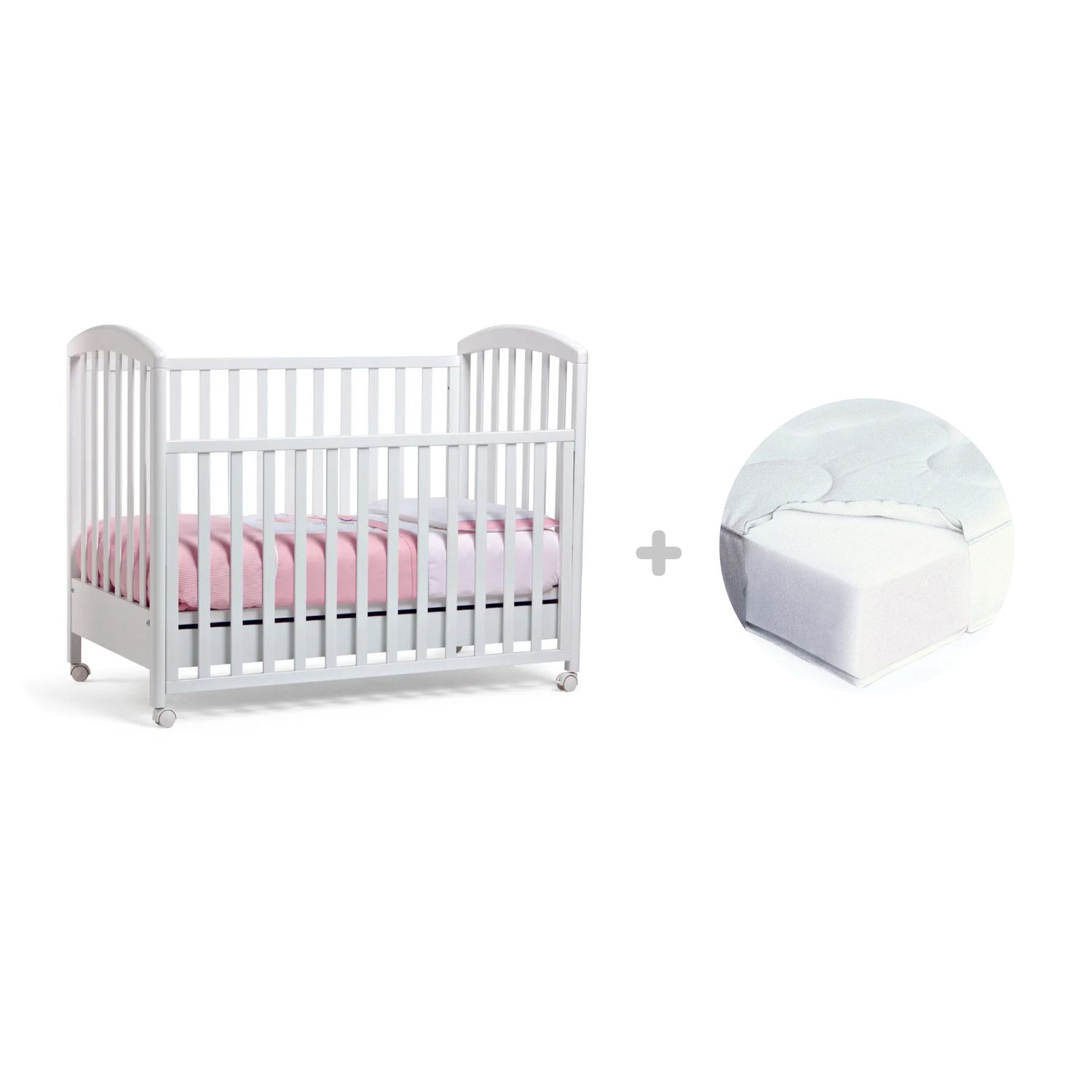 Giordani - lettino alice bianco +materasso trapuntato sfoderabile 60x125 - 