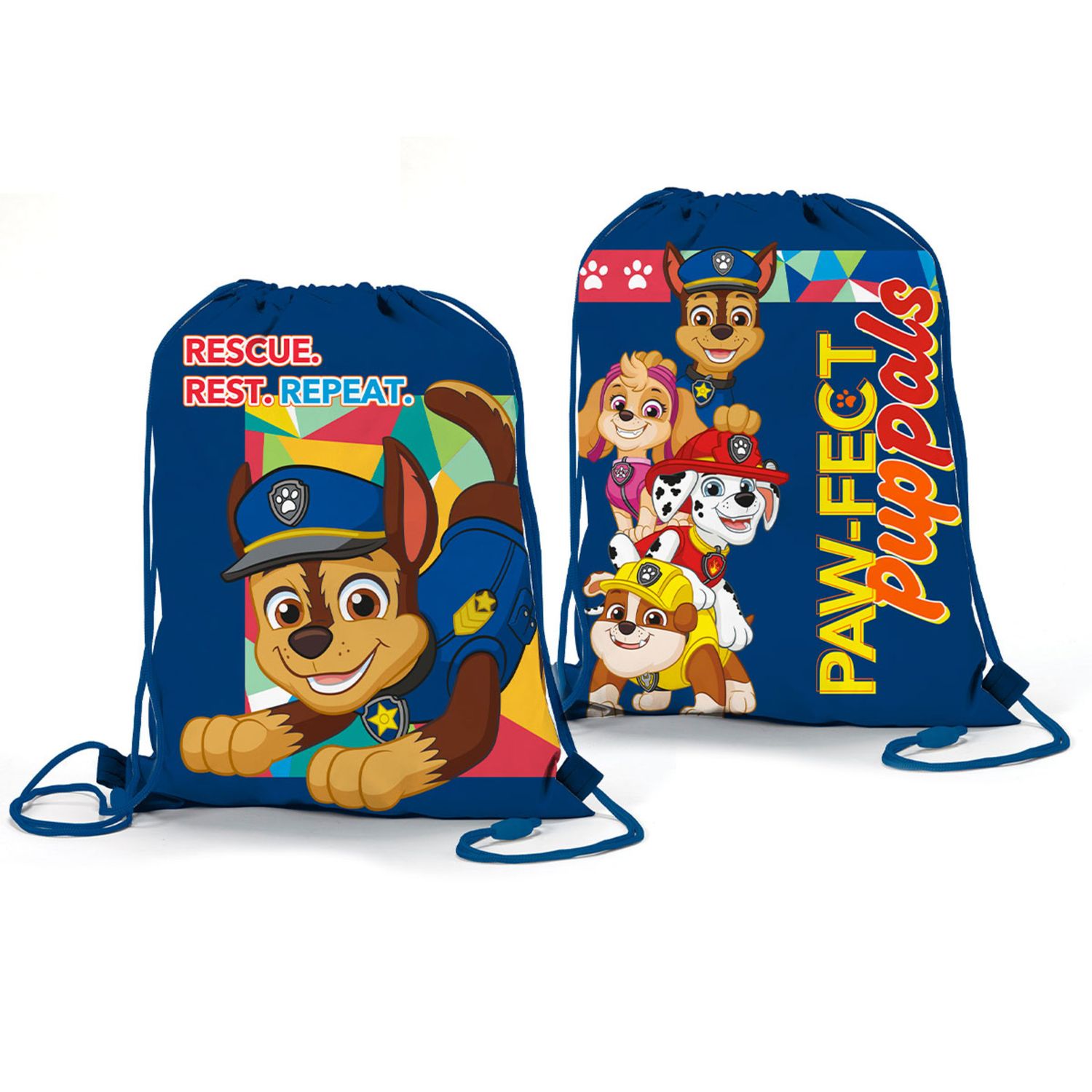 Sacca zaino paw patrol – "rescue. rest. repeat." con chase, marshall, skye e rubble - Disney