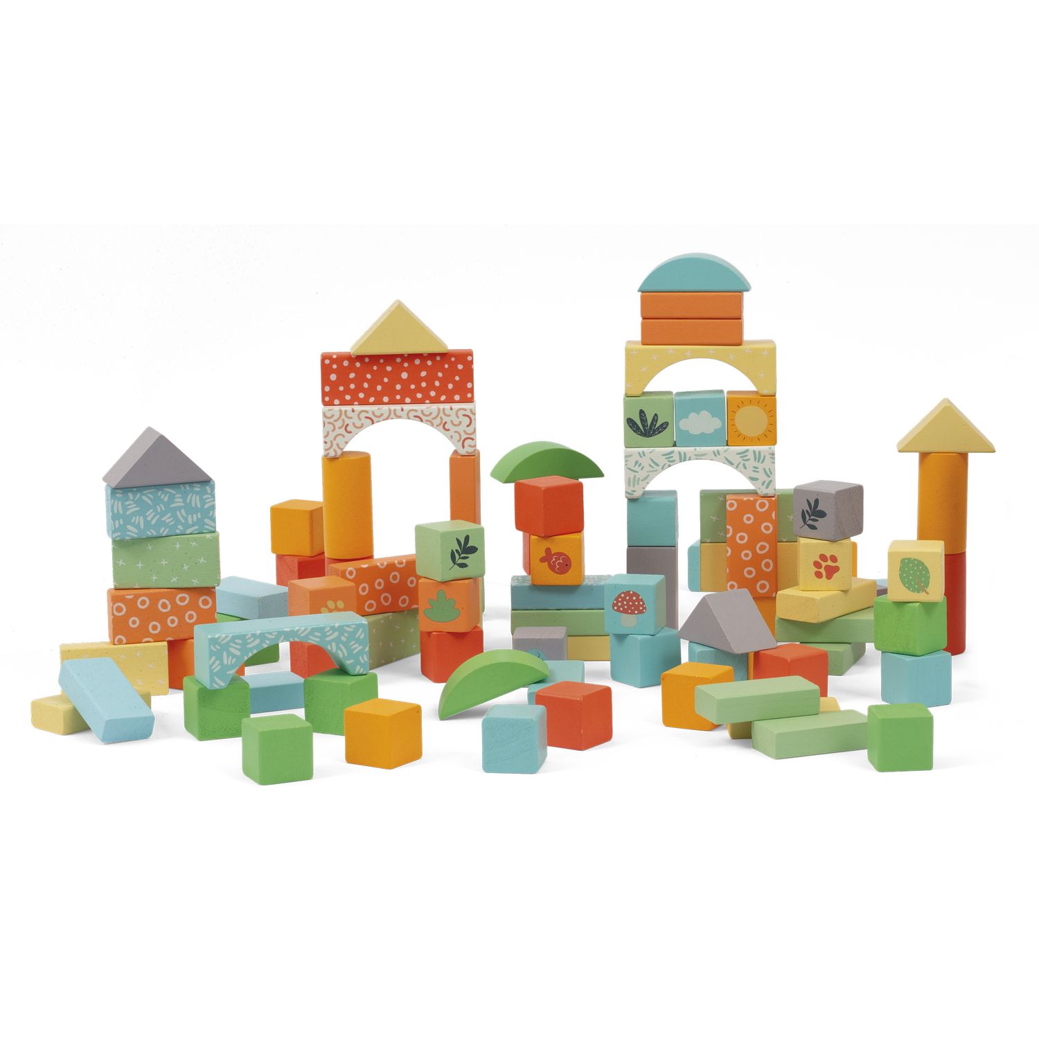 Set 100 blocchi da costruzione in legno - wood n play - Wood N'play