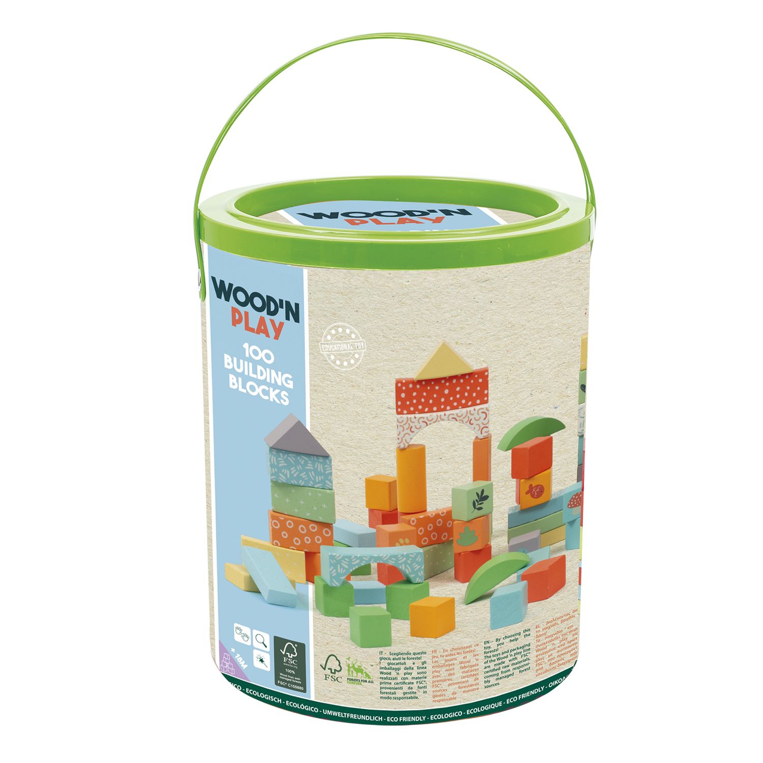 Set 100 blocchi da costruzione in legno - wood n play - Wood N'play