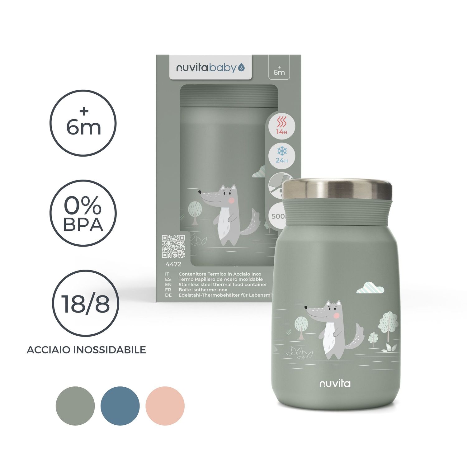 Contenitore termico per alimenti in acciaio inox da 500ml - 4472 / english rose - nuvita - Nuvita