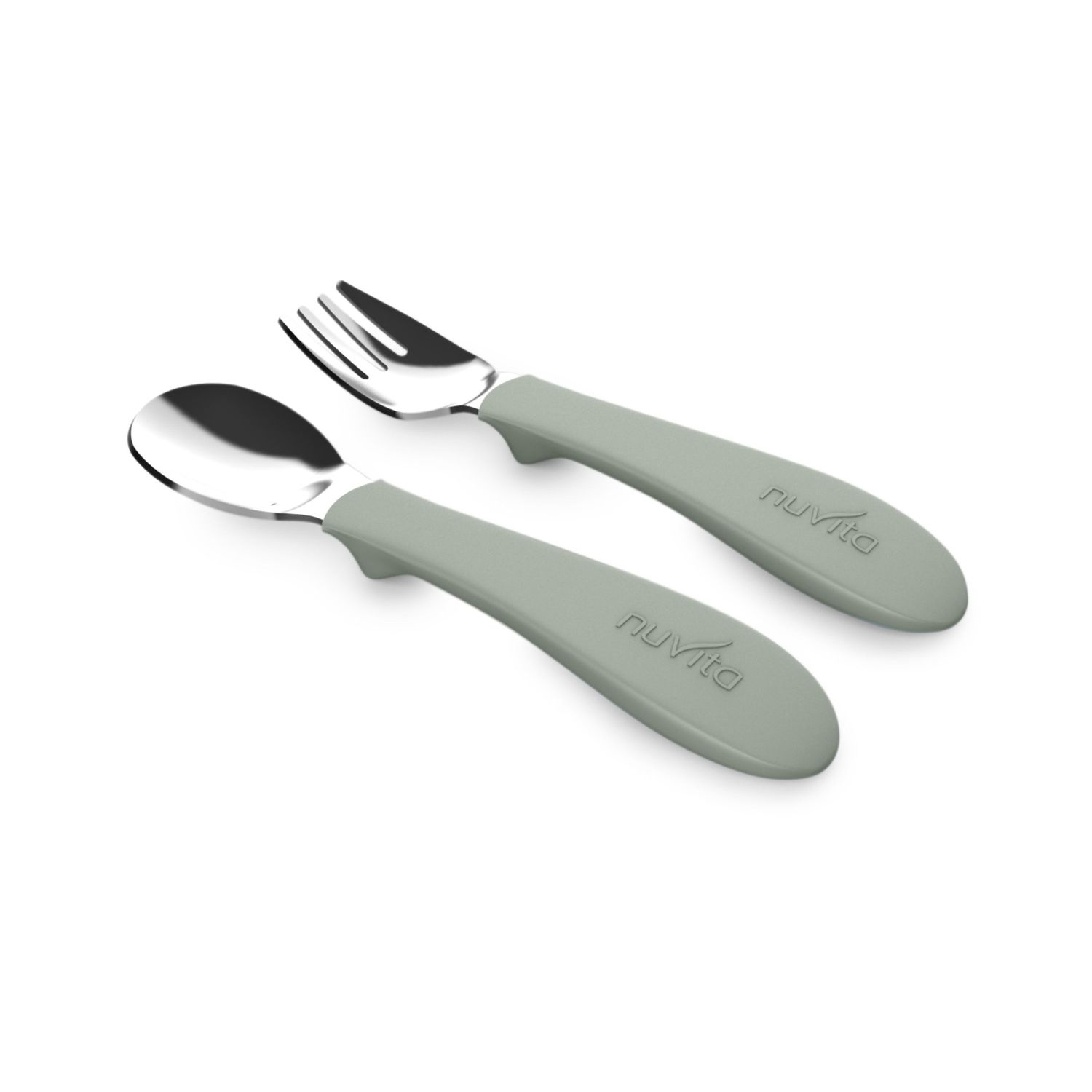 Set posate in acciaio con impugnatura in silicone - 8472 / sage green - nuvita - Nuvita