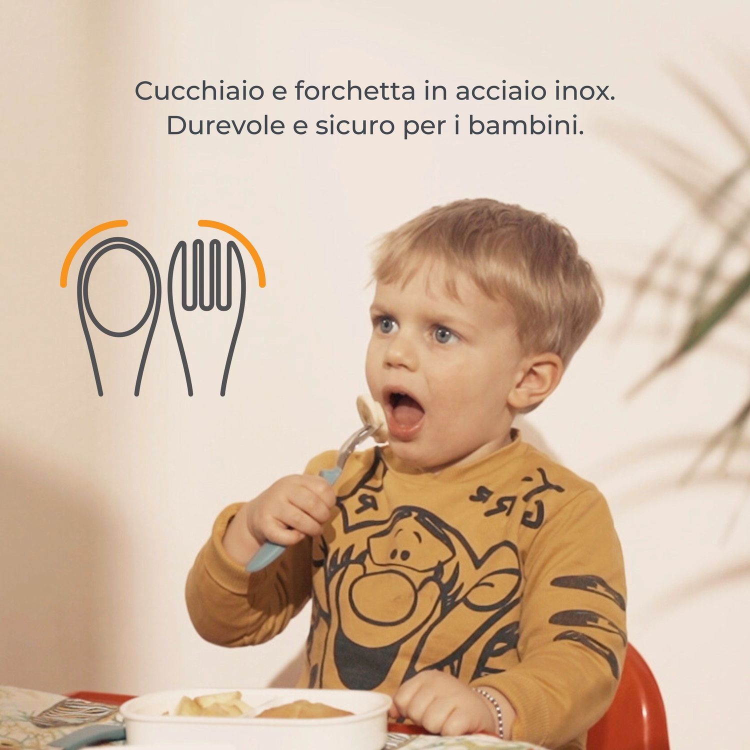 Set posate in acciaio con impugnatura in silicone - 8472 / sage green - nuvita - Nuvita