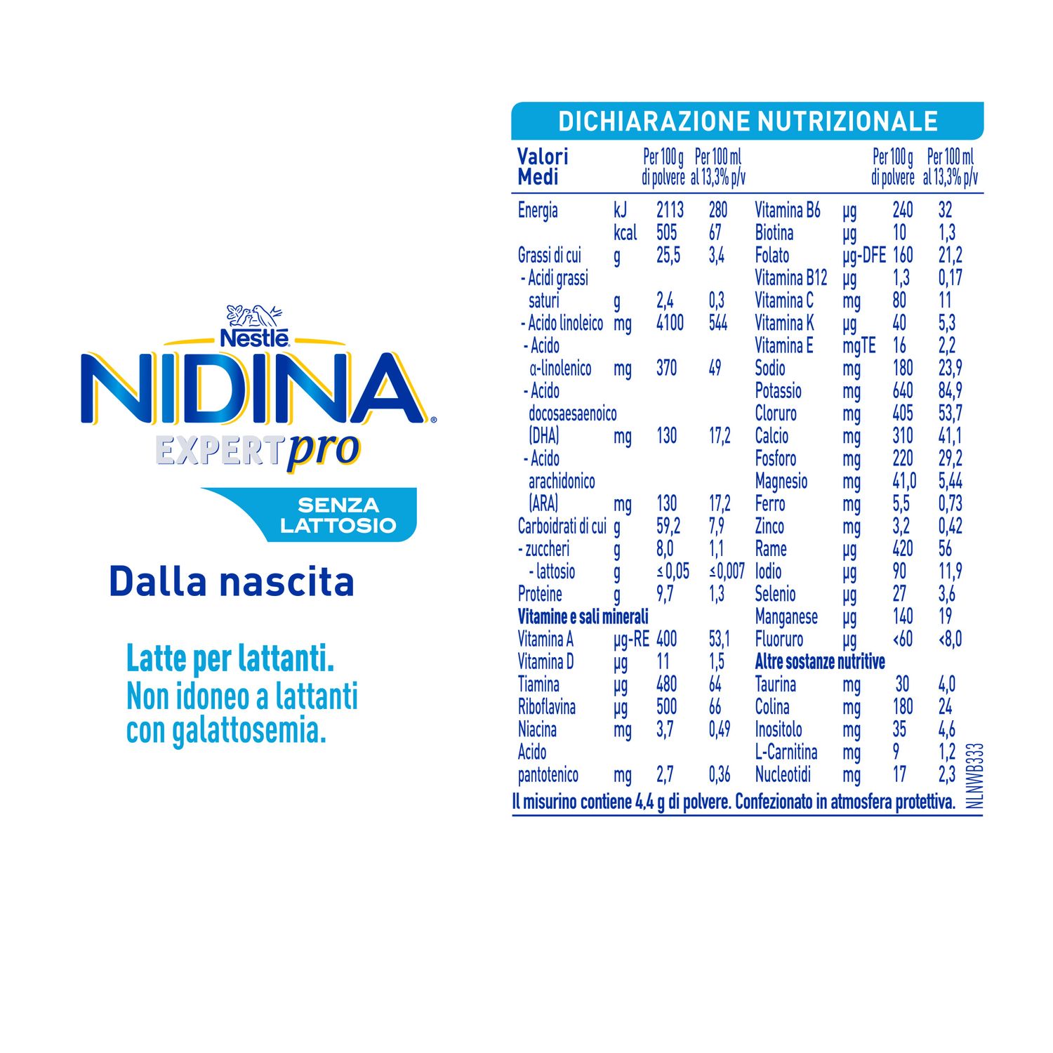 Nidina expertpro senza lattosio latte per lattanti in polvere, latta 400g - nestle' - Nestle'