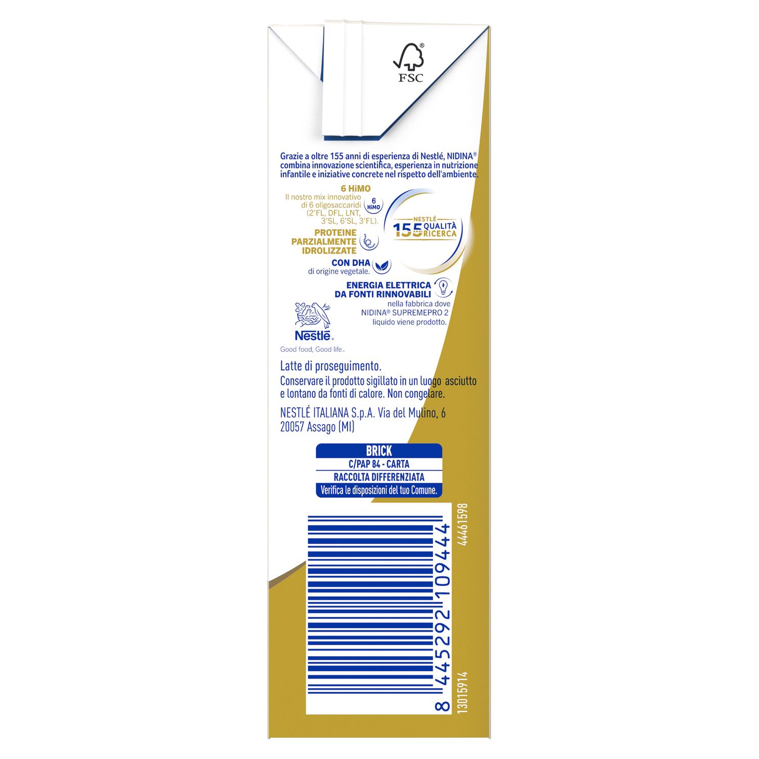 Nidina supremepro 2 latte di proseguimento liquido da 6 mesi brick da 300ml - nestle' - Nestle'