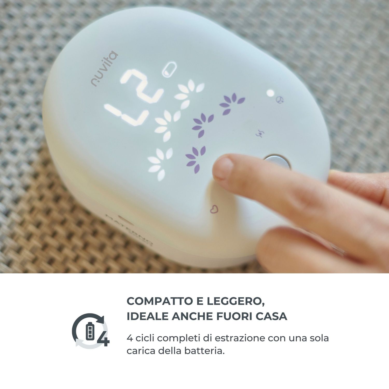 Tiralatte elettrico singolo a 3 fasi con coppe intercambiabili materno smart - 1287x - nuvita - Nuvita