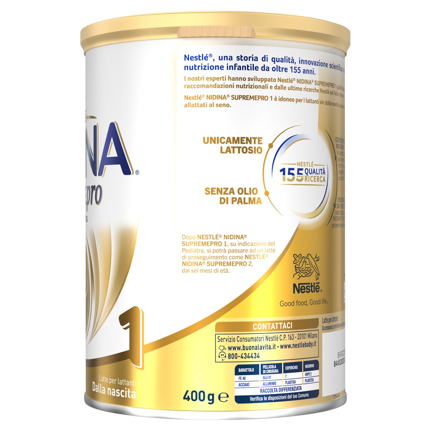 Nidina supremepro 1 latte per lattanti in polvere dalla nascita, latta 400g - nestle' - Nestle'
